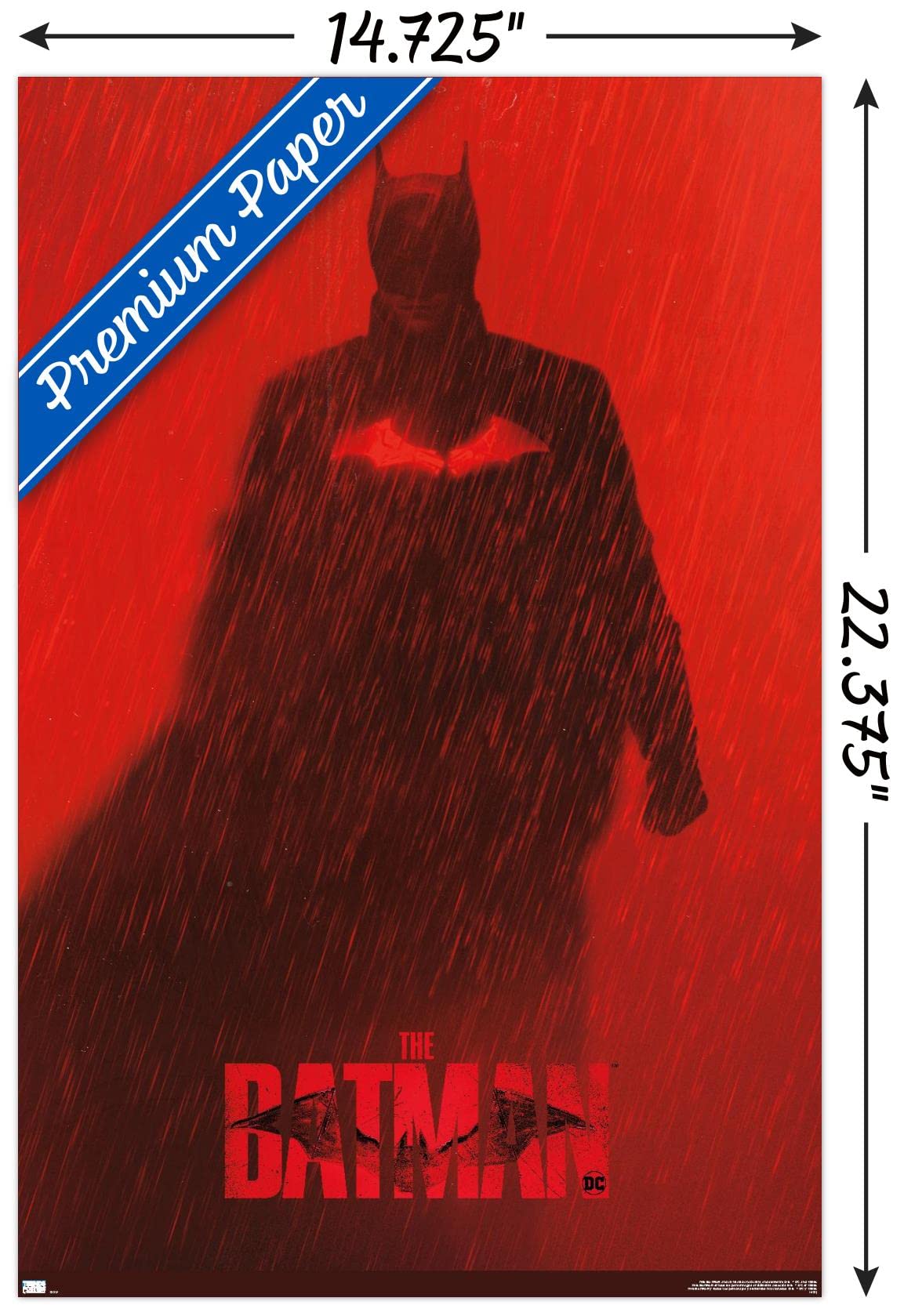 Trends International Dc Comics Movie The Batman - Batman Teaser One Sheet Wall Poster, 14.725'' X 22.375'', Premium Unframed Ver