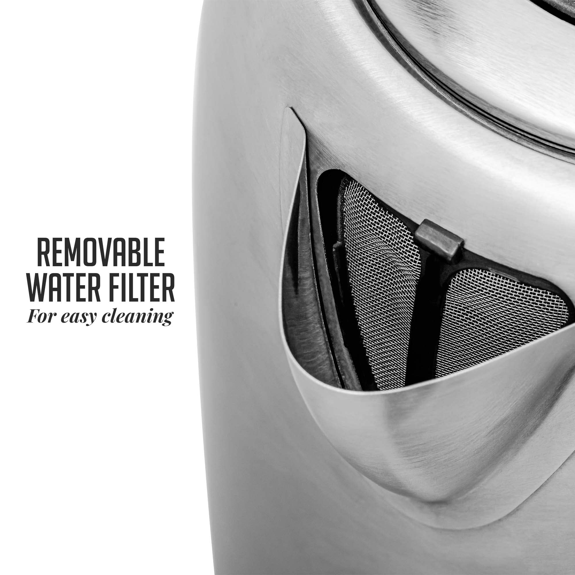 Ovente Electric Tea Kettle Stainless Steel 1.2 Liter Portable Instant Hot Water Boiler Heater 1100W Power Fast Boiling With Cord