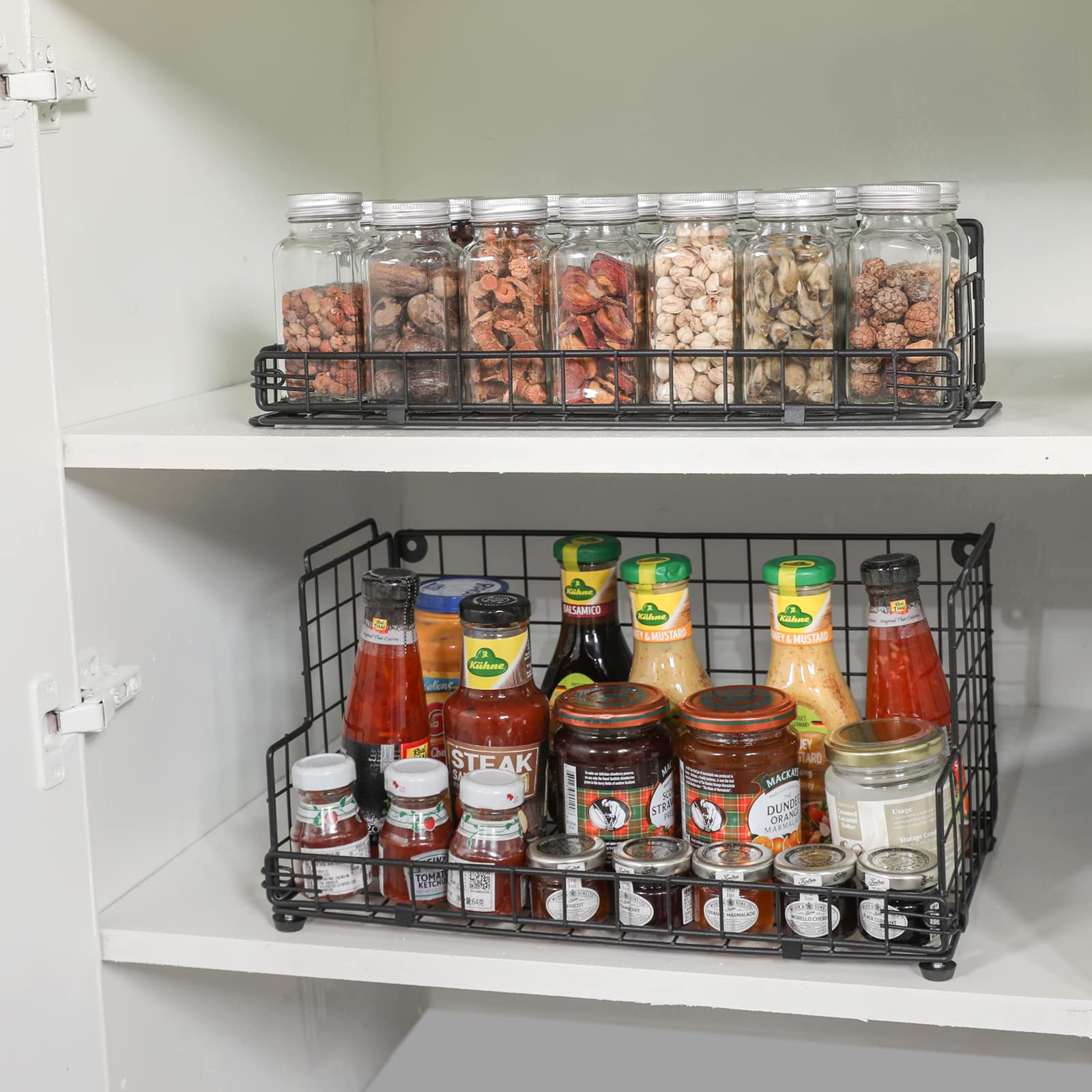 X-Cosrack Stackable Wire Basket 3 Tier Countertop& Wall Mounted Metal Storage Basket For Kitchen Pantry Cabinet, Muti-Functional