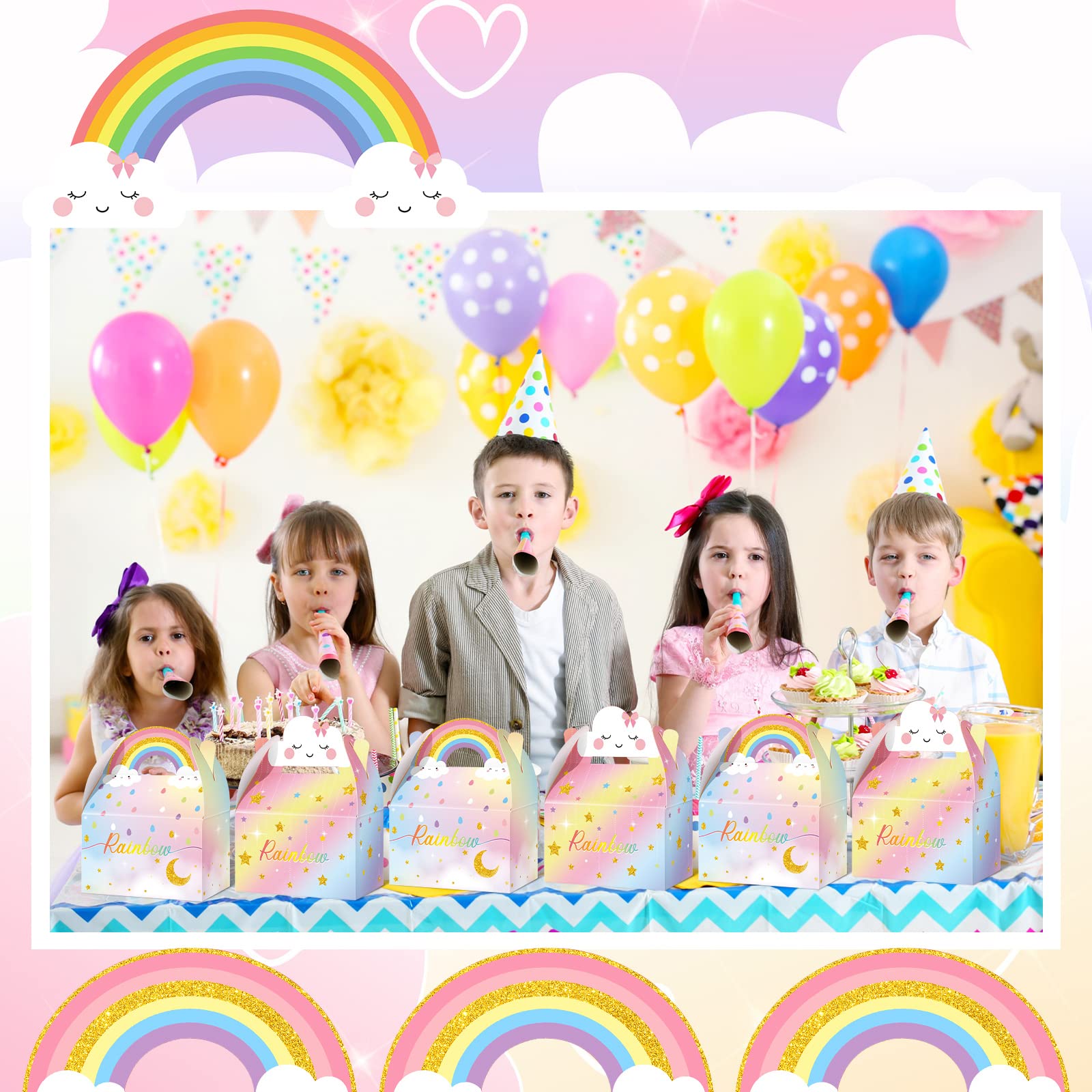 Leinuosen Rainbow Cloud Gift Boxes Party Supplies Cute Party Favor Boxes Theme Treat Boxes Candy Goodies Gift Boxes For Girls Bo