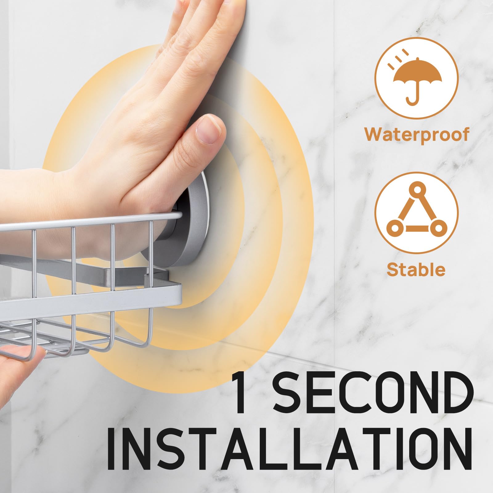 Leverloc Corner-Adaptive Suction Cup Shower Caddies 2 Pack, Drill-Free Wall Mounted Basket, Stainless Steel Rustproof Corner Sho