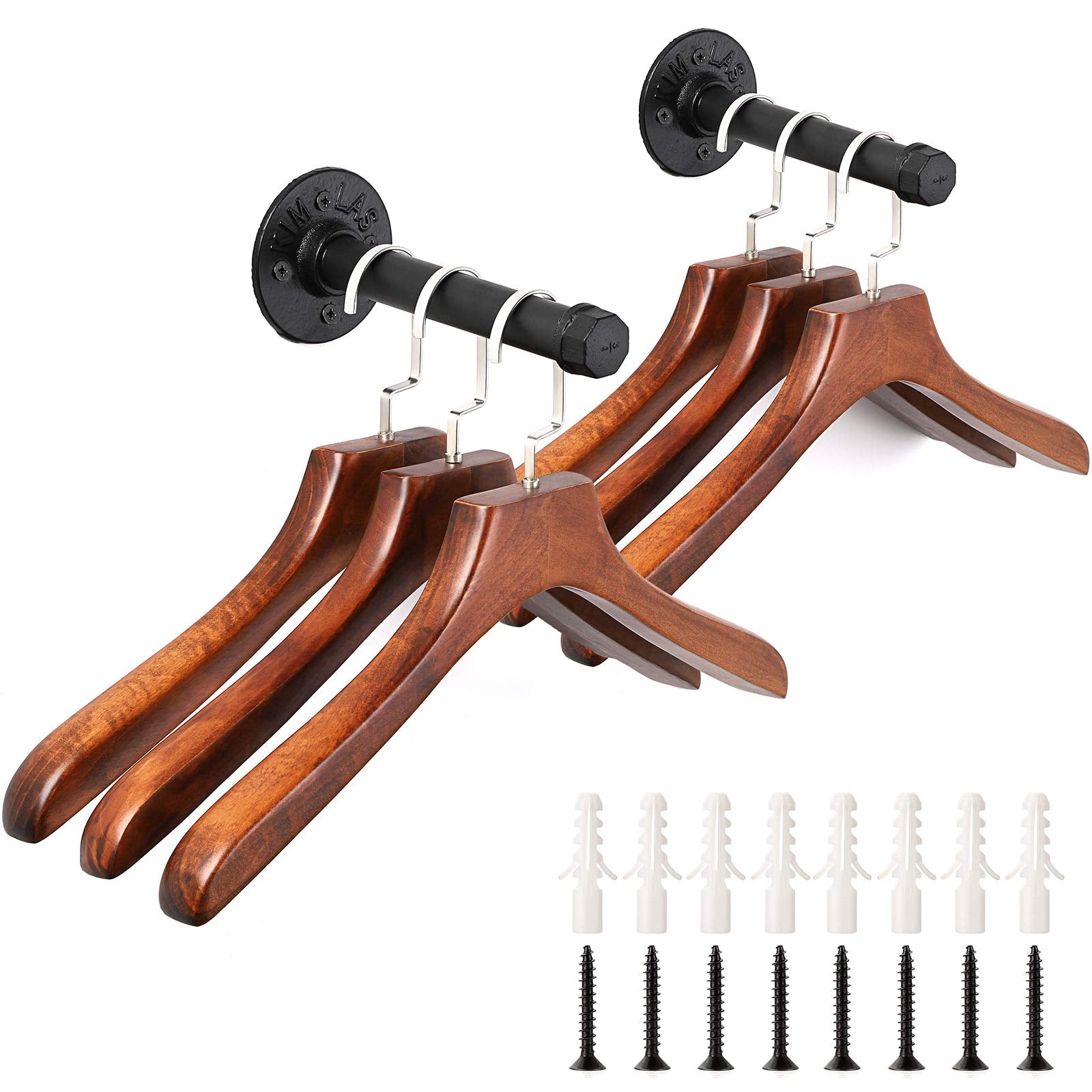 Sumnacon 2 Pcs 7.7 Inch Industrial Pipe Clothes Bar - Heavy Duty Rustic Metal Coat Hanger With Screws, Wall-Mounted Garment Hold