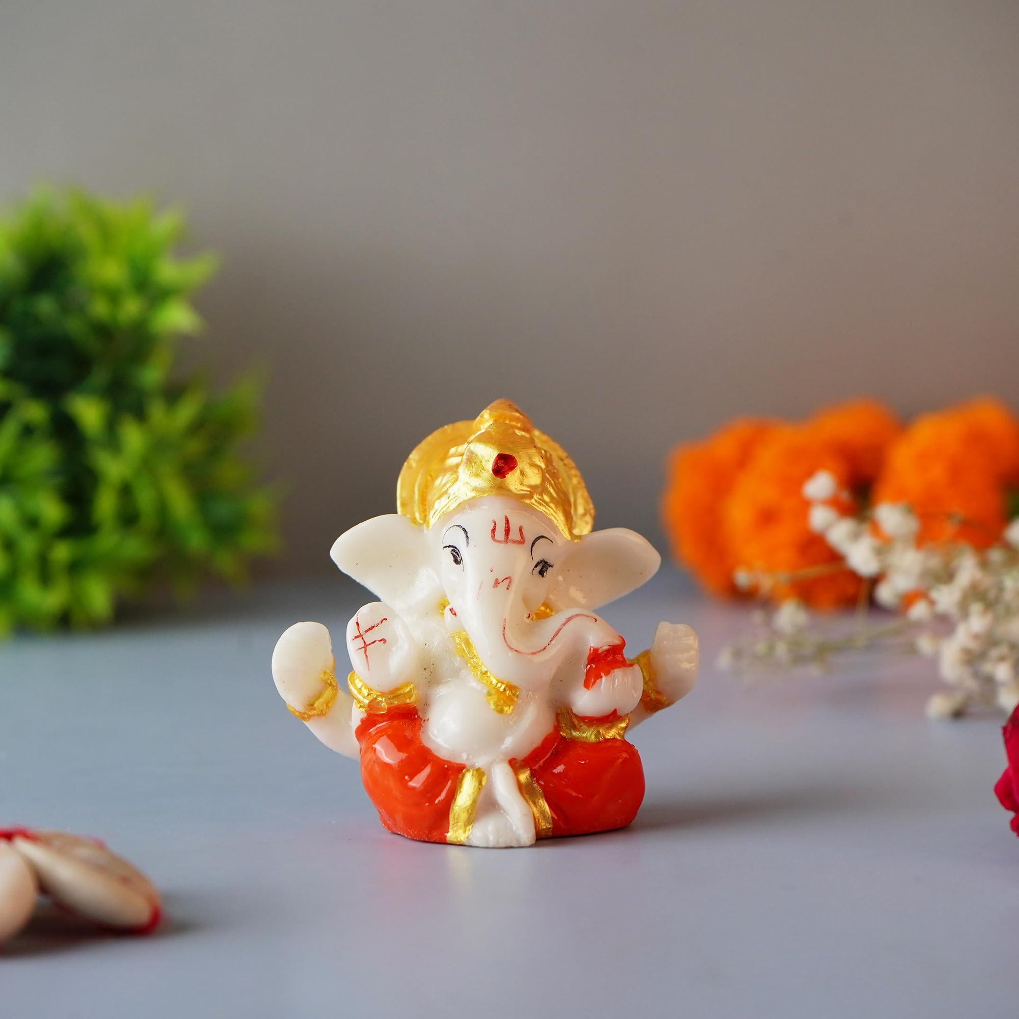 Click Pujan Ganesh - Small Polyresin For Car Dashboard,Home Decor, Ganesh Murti Showpiece Gift - Car Dashboard Accessories Idols