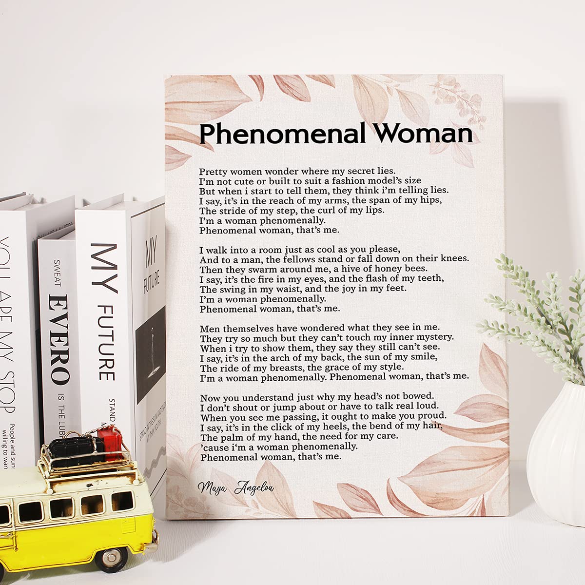 Phenomenal Woman Canvas Wall Art Motivational Feminist Quote Canvas Print Artwork Positive Canvas Painting Office Home Wall Deco