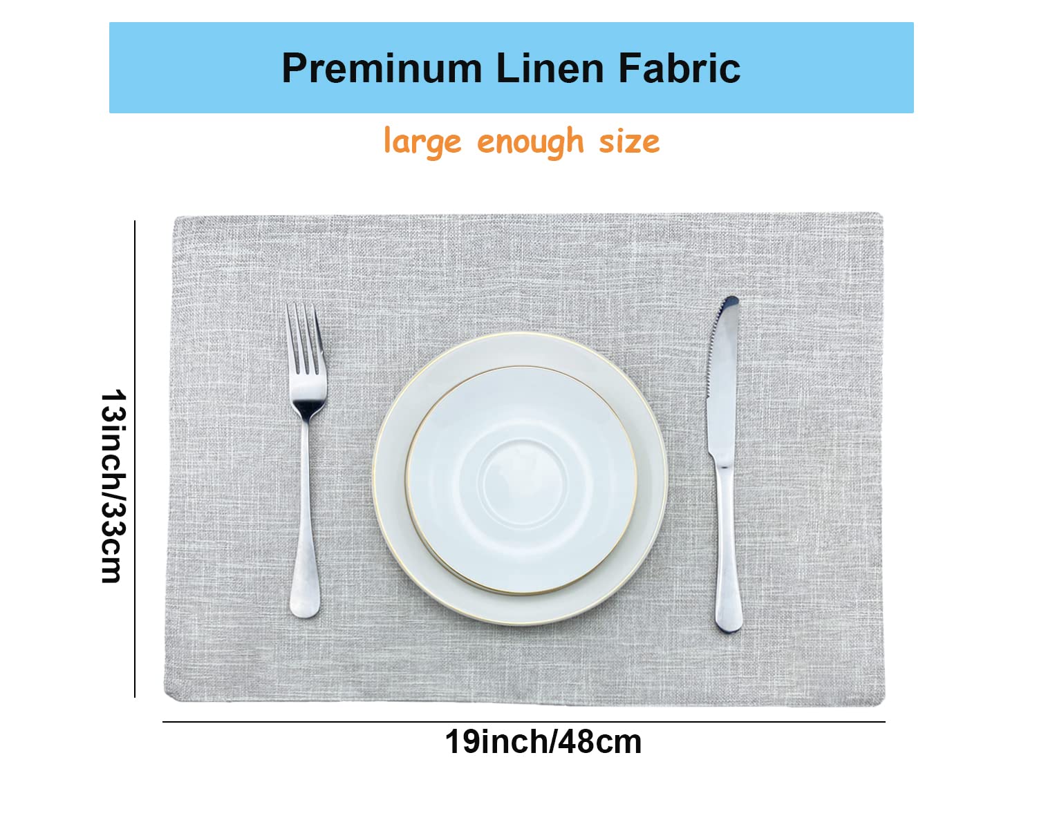Weabetfu Cloth Placemats Set Of 6 Heat Resistant Dining Table Placemmats Cotton Linen Machine Washable Kitchen Table Mats Wrinkl