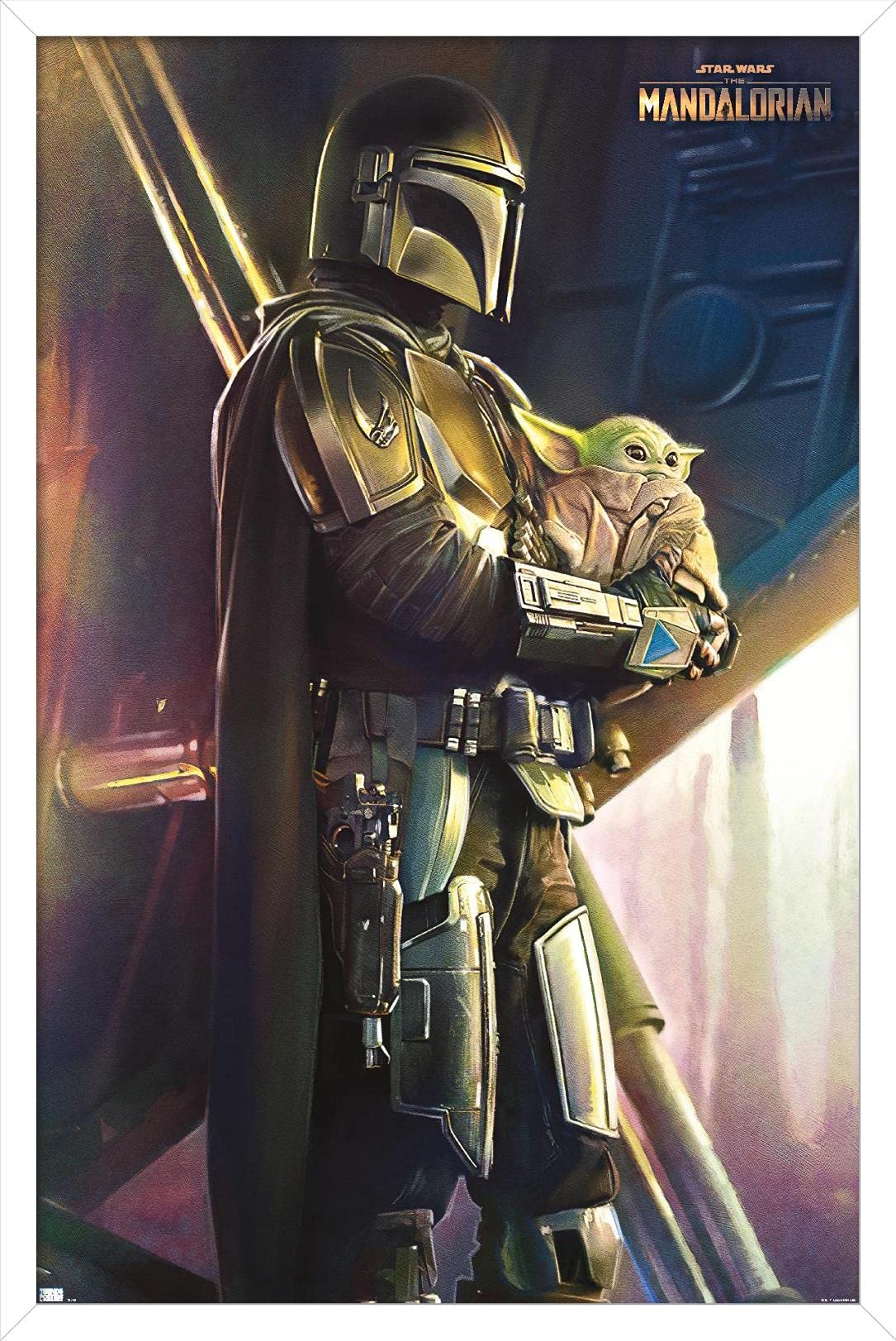 Trends International Star Wars: The Mandalorian - Held Wall Poster, 14.725'' X 22.375'', White Framed Version