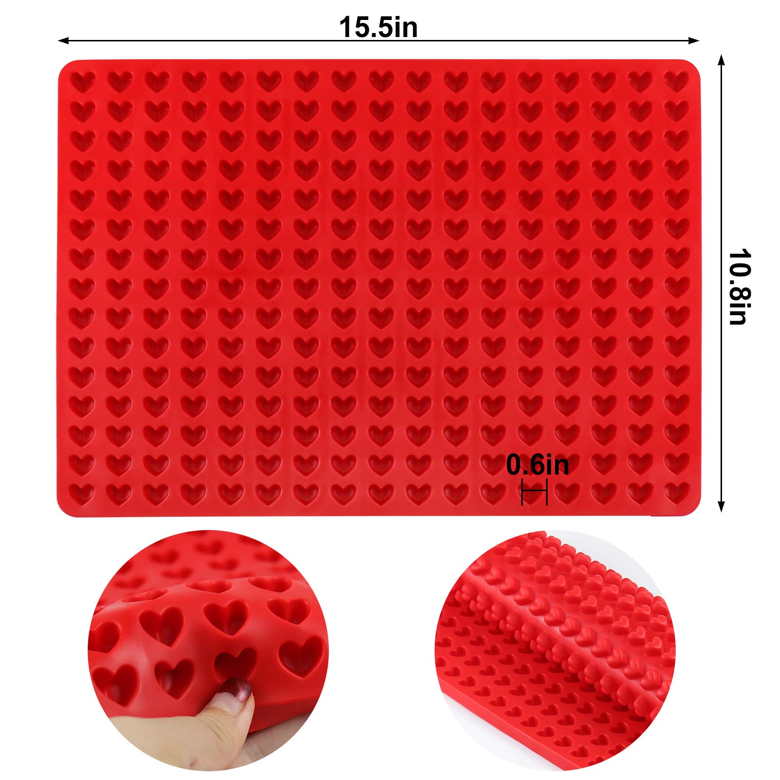 Palksky 255-Cavity Mini Heart Silicone Gummy Mold/Chocolate Drops Mold/Dog Treats Pan/Heart Shape Candy Molds For Ganache Jelly
