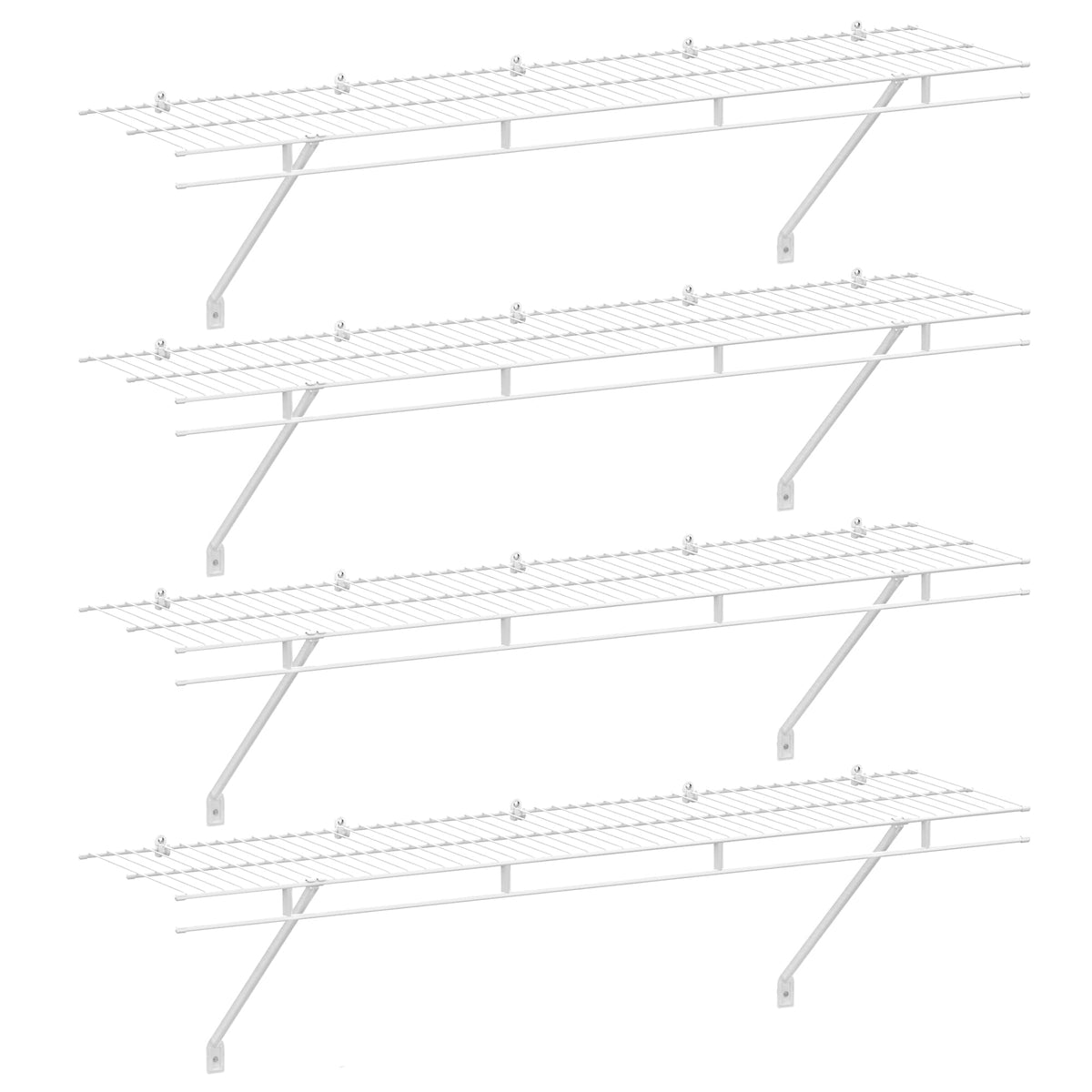 Haushof Closet Shelves Wall Mounted 4-Pack, 4 Ft X 12In White Wire Shelving For Laundry Room, Closet, Basement Organization And