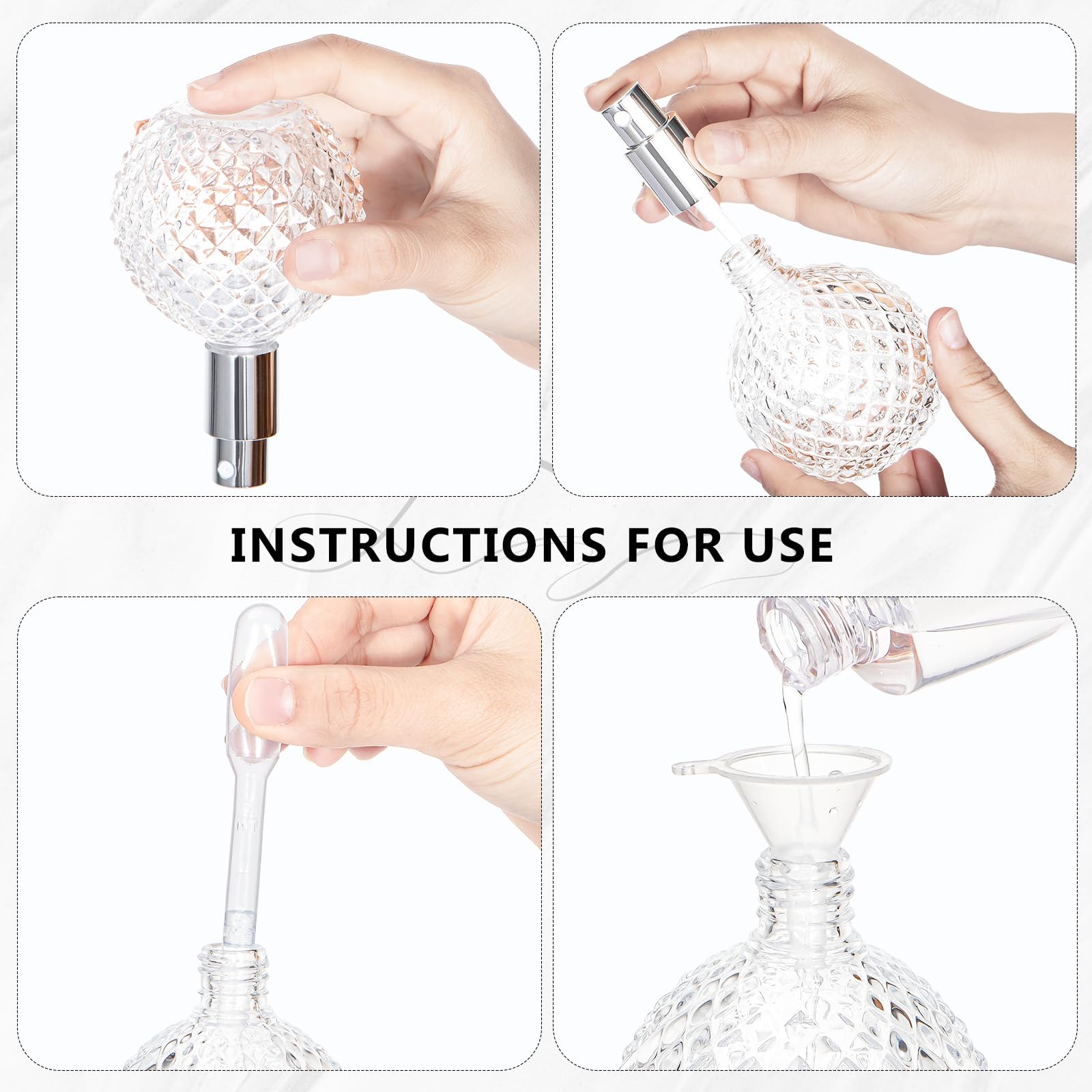 Yebeauty Glass Vintage Perfume Spray Bottle, 3.4Oz 100Ml Clear Vintage Perfume Bottles Empty Perfume Travel Refillable Bottles,