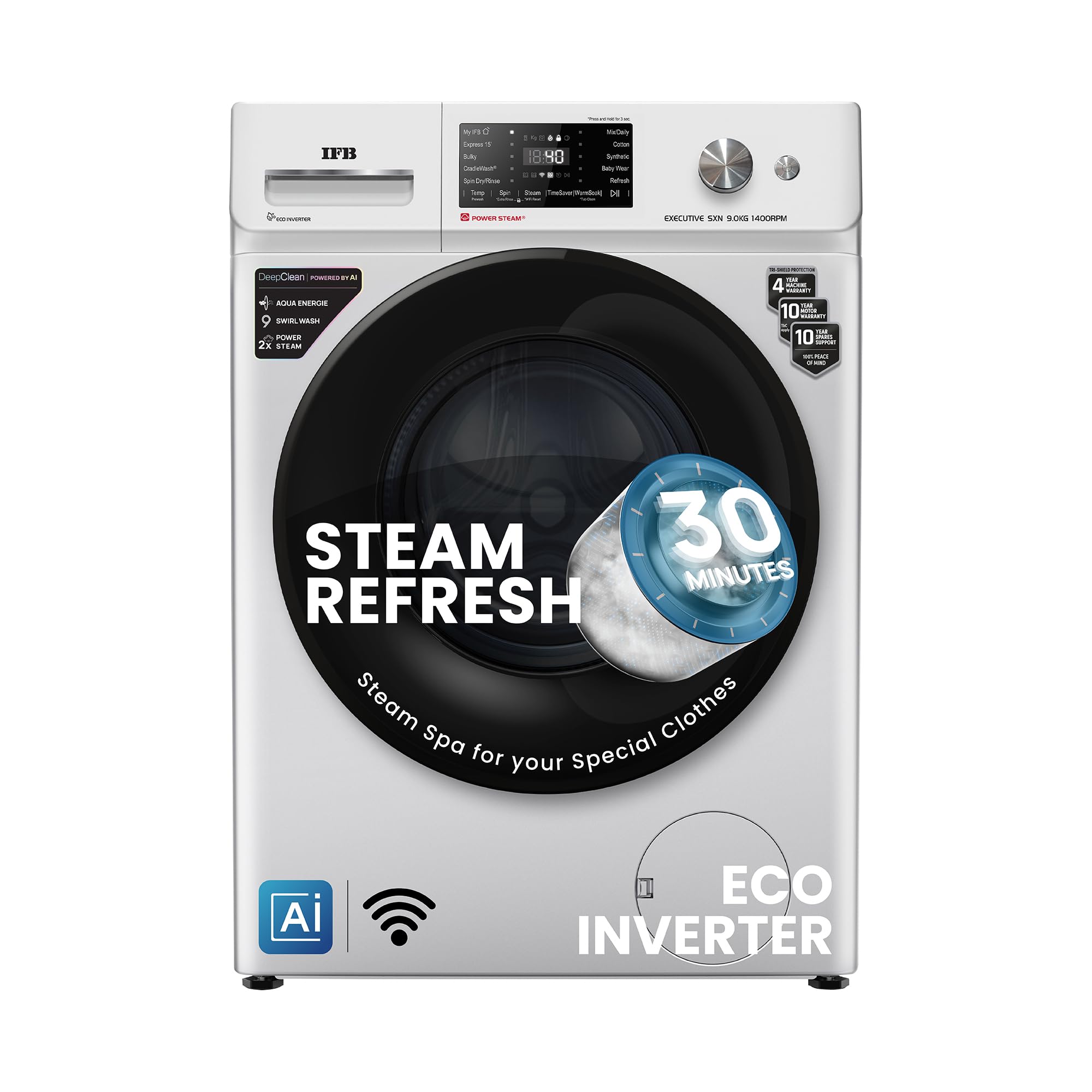 Ifb 9 Kg 5 Star, Deepclean Tech, Ai Powered, Wifi, Fully Automatic Front Load Washing Machine (Executive Sxn 9014K Cms, Powerste