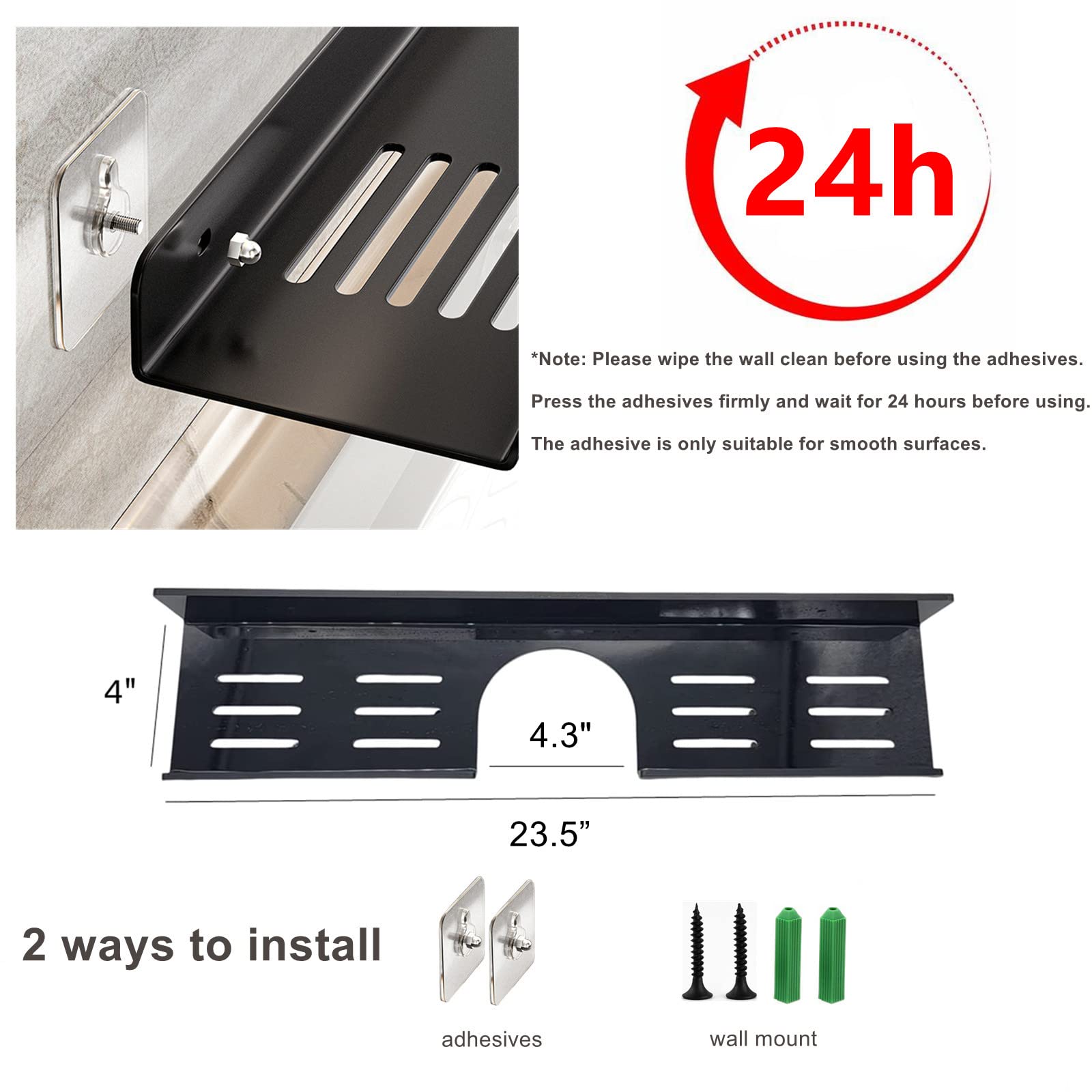 Royalita 24 Inch Acrylic Bathroom Shelf Organizer Over The Faucet, Over The Sink Shelf Bathroom Decor, Bathroom Sink Shelf Over