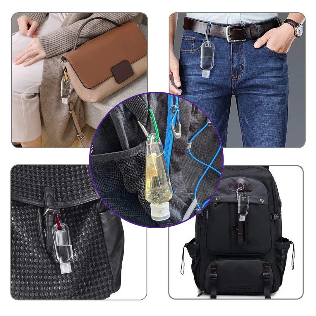 Travel Bottles with Keychain (20 Pcs)  1oz (30ml) Portable Plastic Leakproof Squeeze Bottles with Flip Cap - Empty Refillable Containers for Hand Sanitizer Shampoo Conditioner Body Wash Liquid