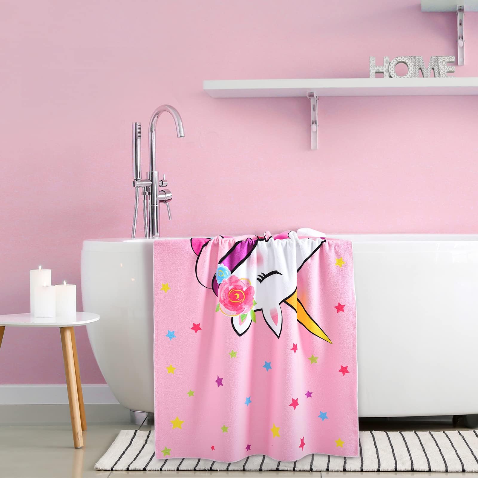 Wernnsai Unicorn Beach Towel - 30    X 60    Pink Polyester Camping Towels For Girls Kids Quick Dry Ultra Absorbent Super Soft B