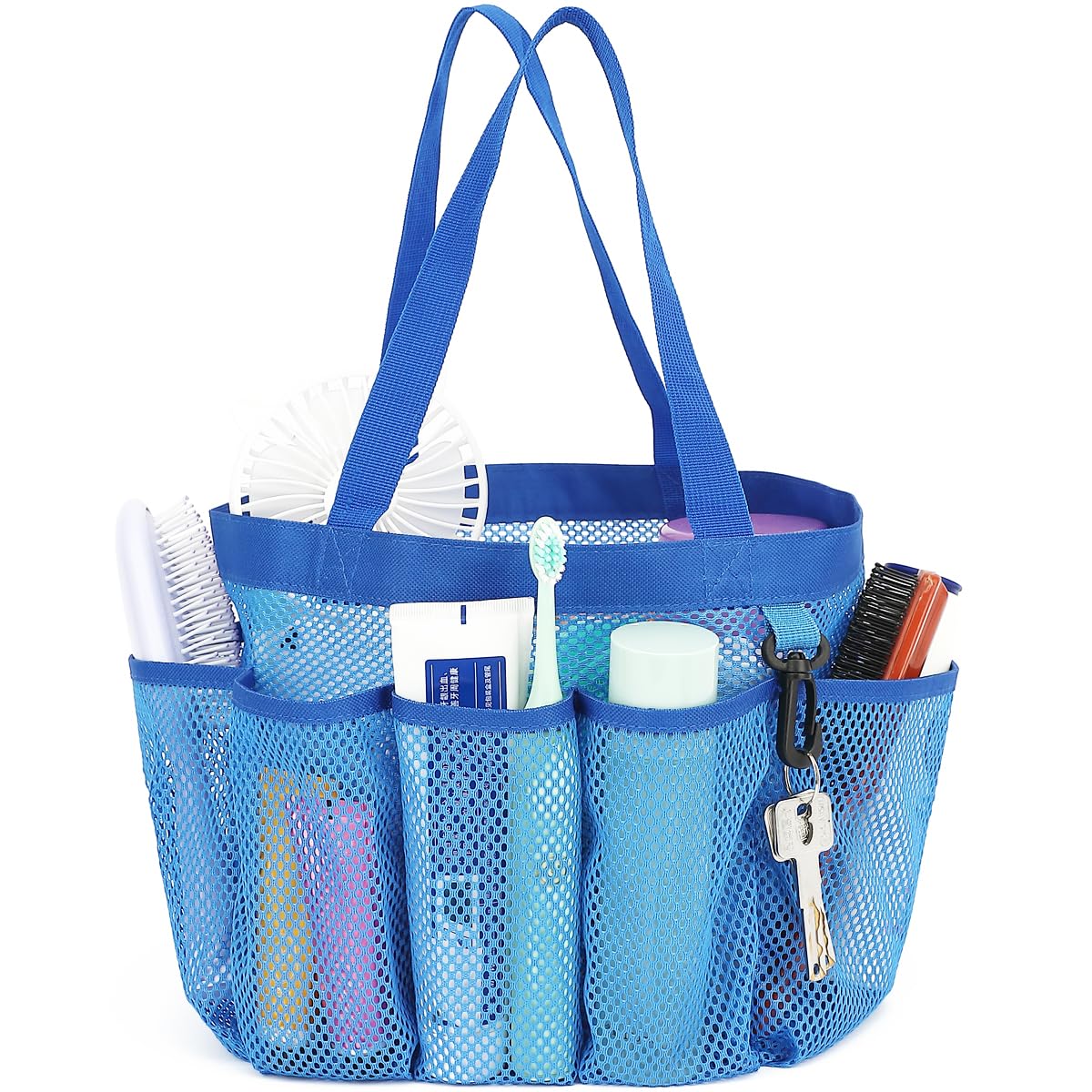 Fammart Mesh Shower Caddy Portable for College Dorm Room Essentials, 8-Pocket Large Shower Basket Tote Bag with 2 Handles for To