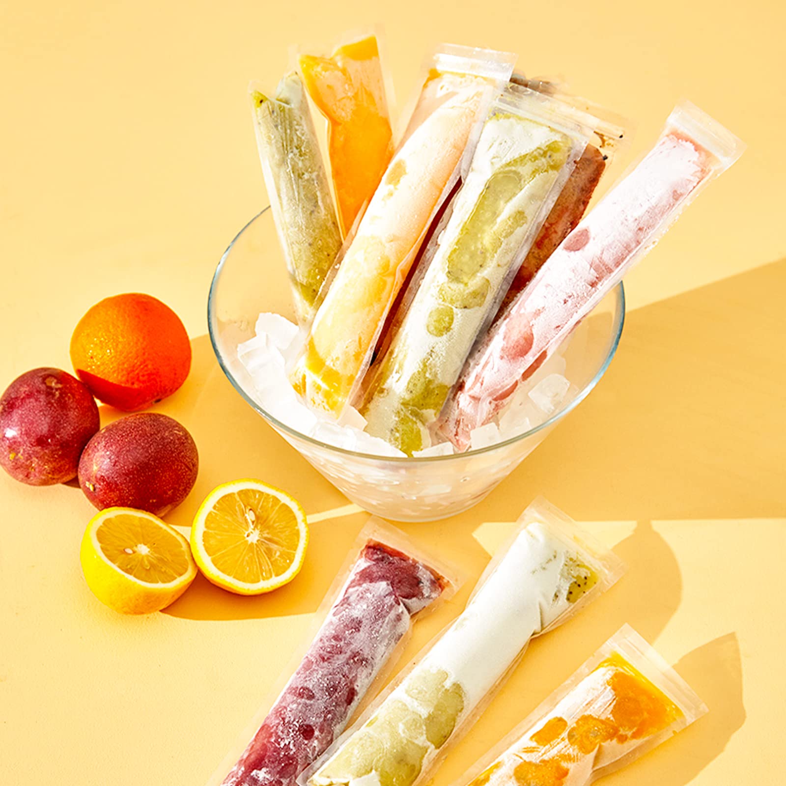 Lomimos 100Pcs Recyclable Ice Popsicle Mold Bag,Bpa Free Freezer Tubes With Zip Lock Seal Funnel For Healthy Snack Yogurt Stick