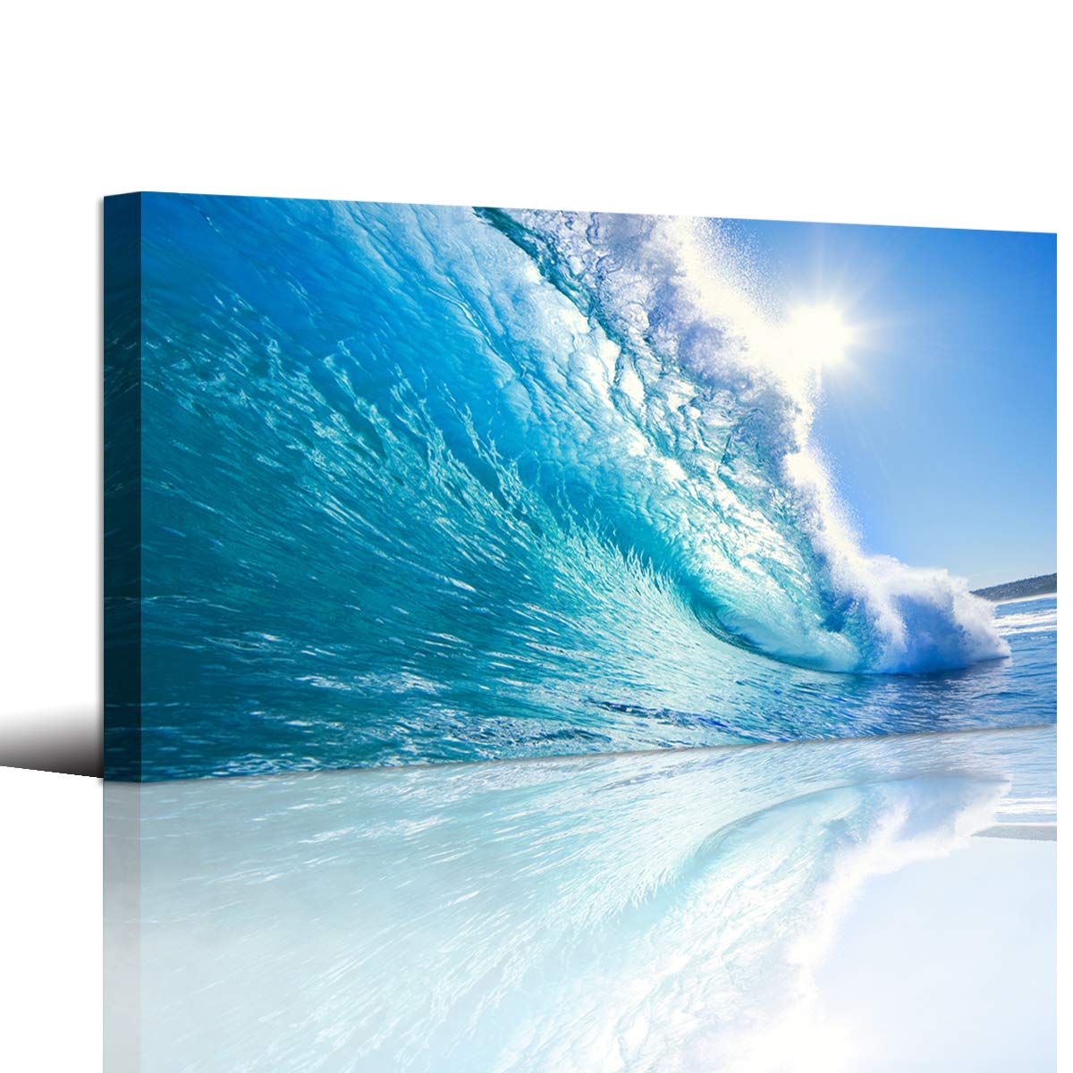 Blue Secape Canvas Prints Wall Art Blue Ocean Wave Surfing Sea Picture Paintings On Canvas Modern Canvas Art For Living Room Bed