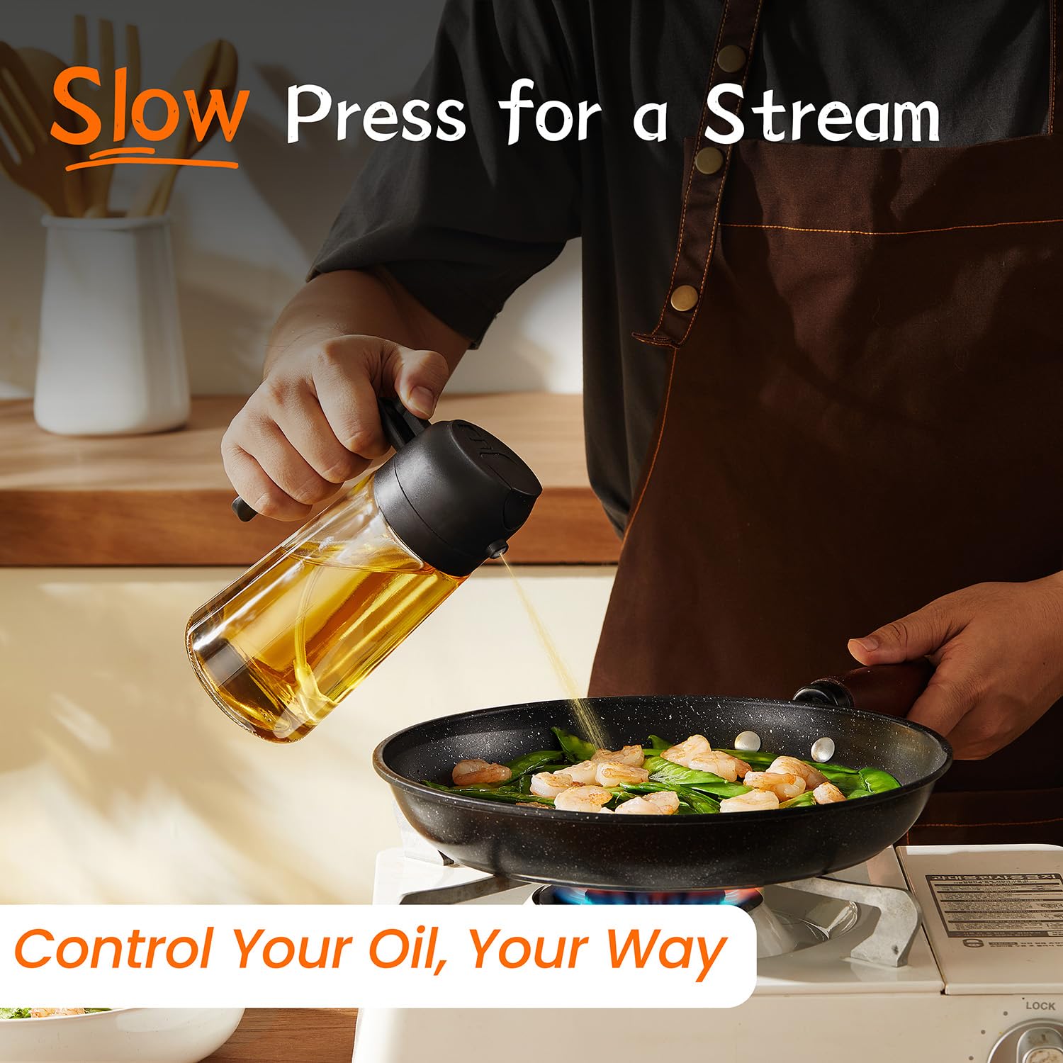 Trendplain 16Oz/470Ml Olive Oil Sprayer For Cooking - 2 In 1 Olive Oil Dispenser For Kitchen Gadgets, Air Fryer, Salad, And Bbq