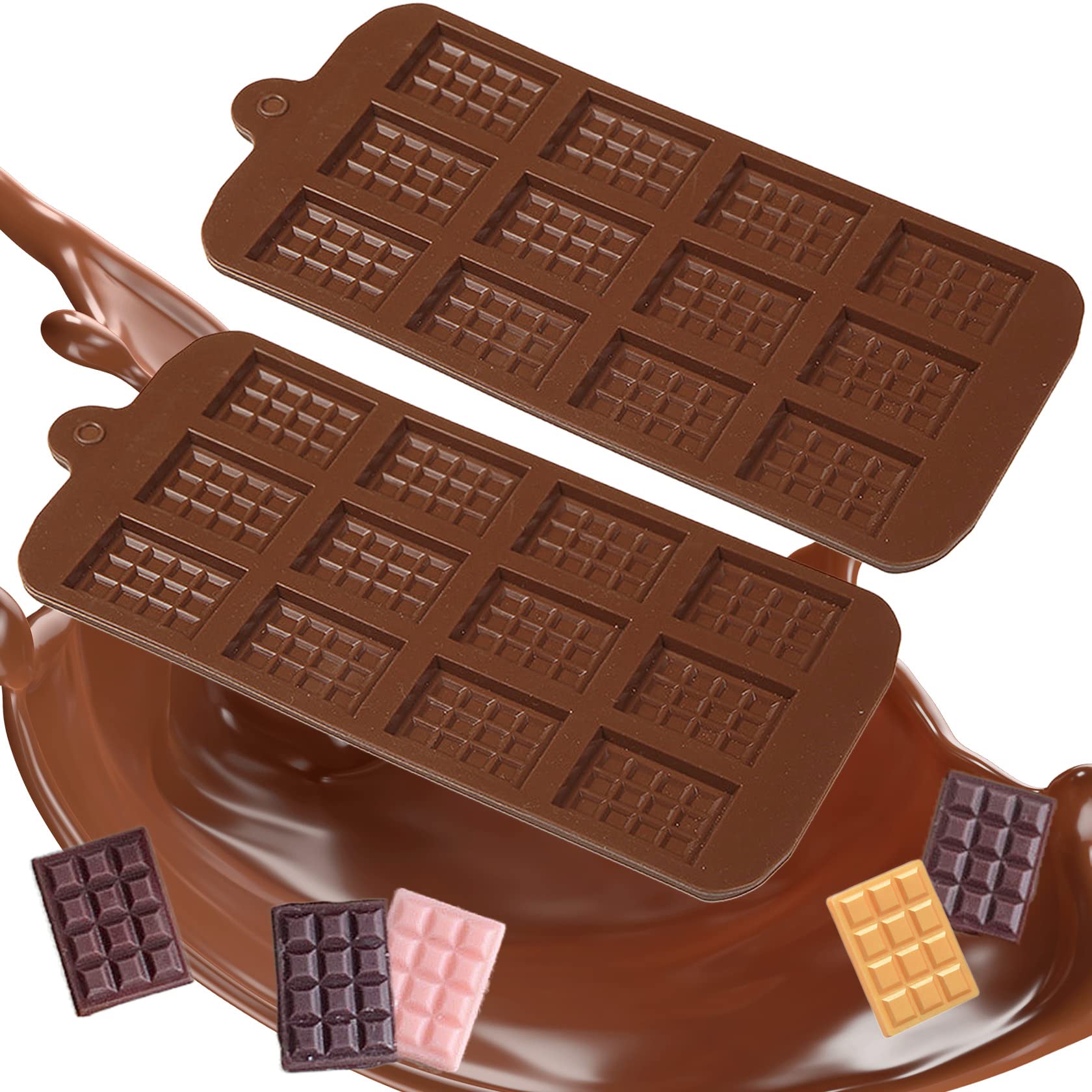 2Pcs Chocolate Molds Silicone,Mini Rectangular Shaped Chocolate Bar Mold Non-Stick Mini Chocolate Candy Mold Silicone For Chocol