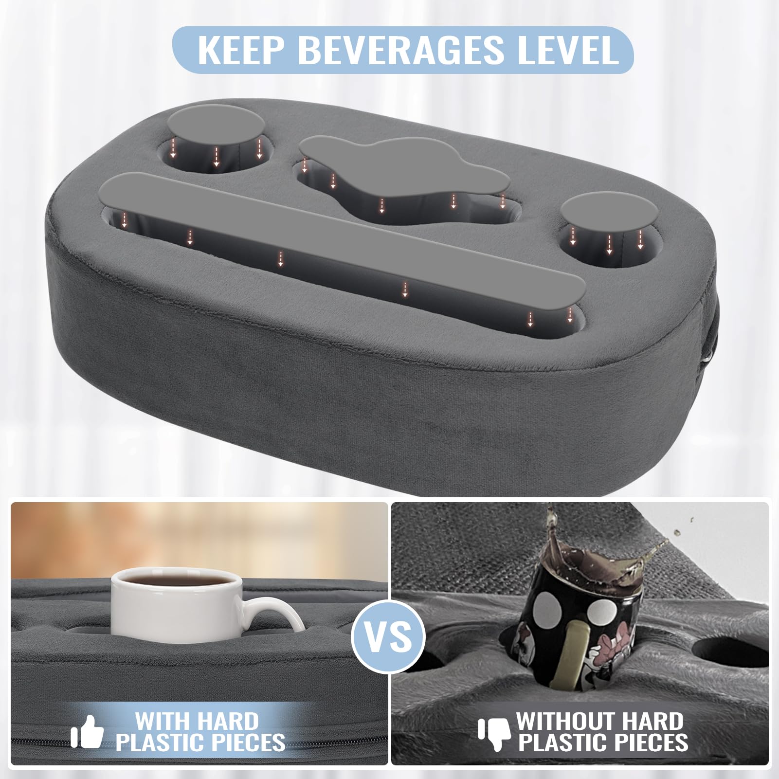 Permade Cup Pillow Holder For Couch - Cup Glass Mug Cozy Pillow | Bed Couch Cup Holder For Snacks, Beverage, Remote | Sofa Drink