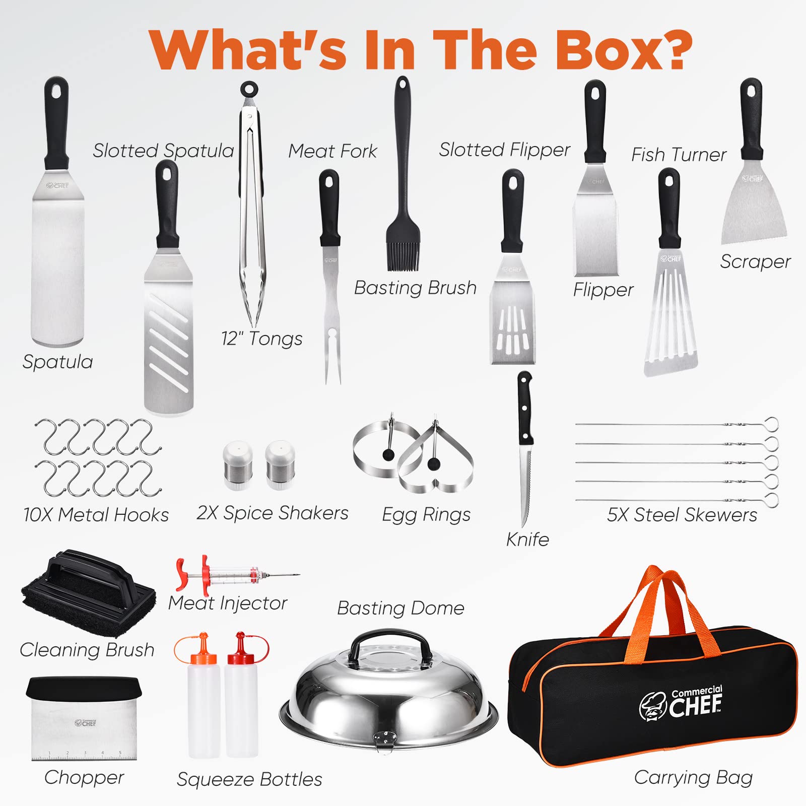 Commercial Chef Blackstone Griddle Accessories Kit - Blackstone Accessories - Hibachi Flat Top Griddle Accessories For Weber Gri