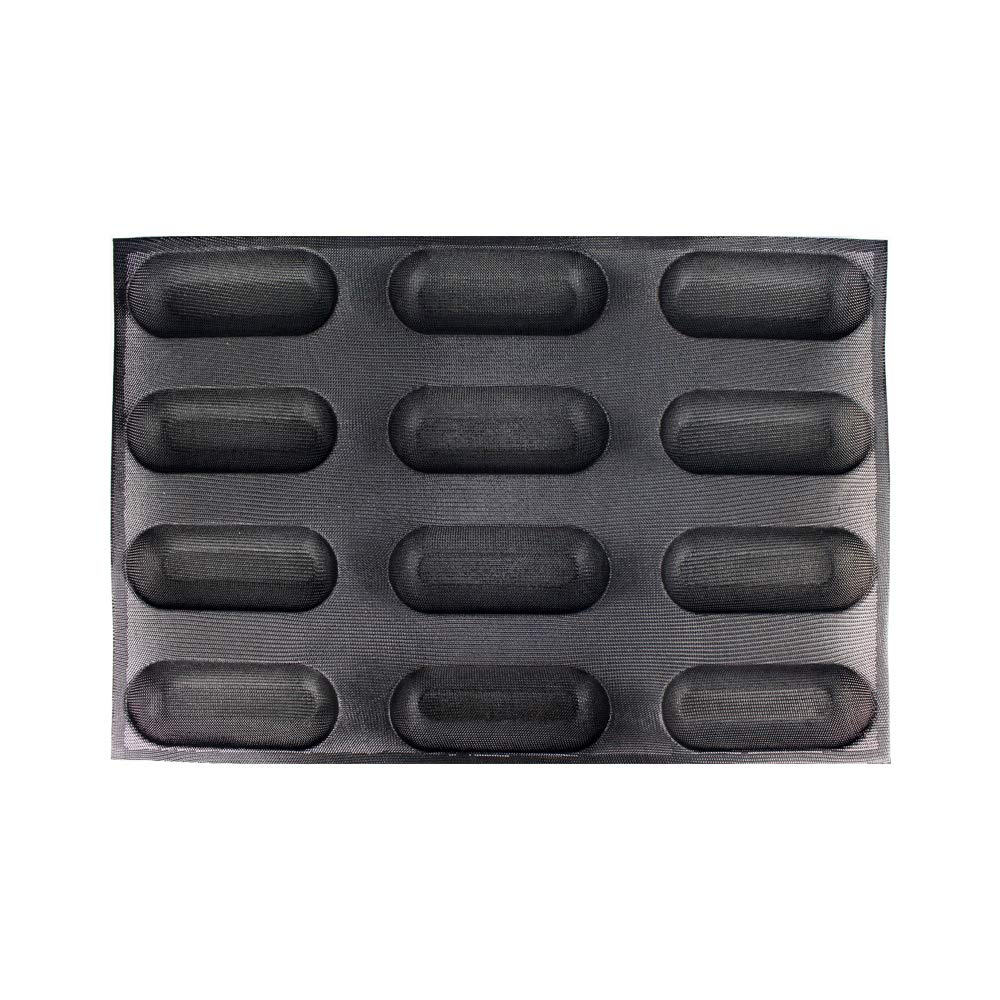 Fetesur Hot Dog Molds Non Stick Bread Loaf Molds Baguette Pan Food Grade Silicone Bread Baking Mold 12 Loaf 40 X 60 For Making B