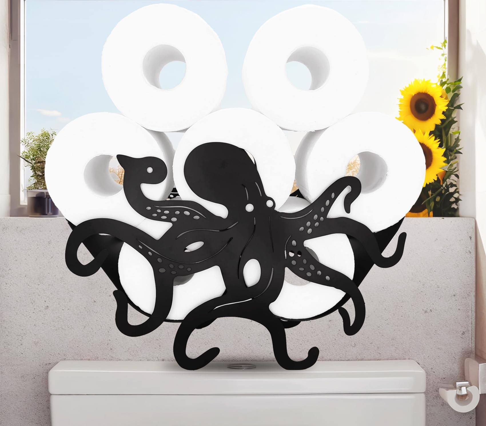 Teaeeno Funny Octopus Toilet Holder Paper Storage,Animals Storage Paper Holders For Bathroom,Freestanding Metal Animal Toilet Pa