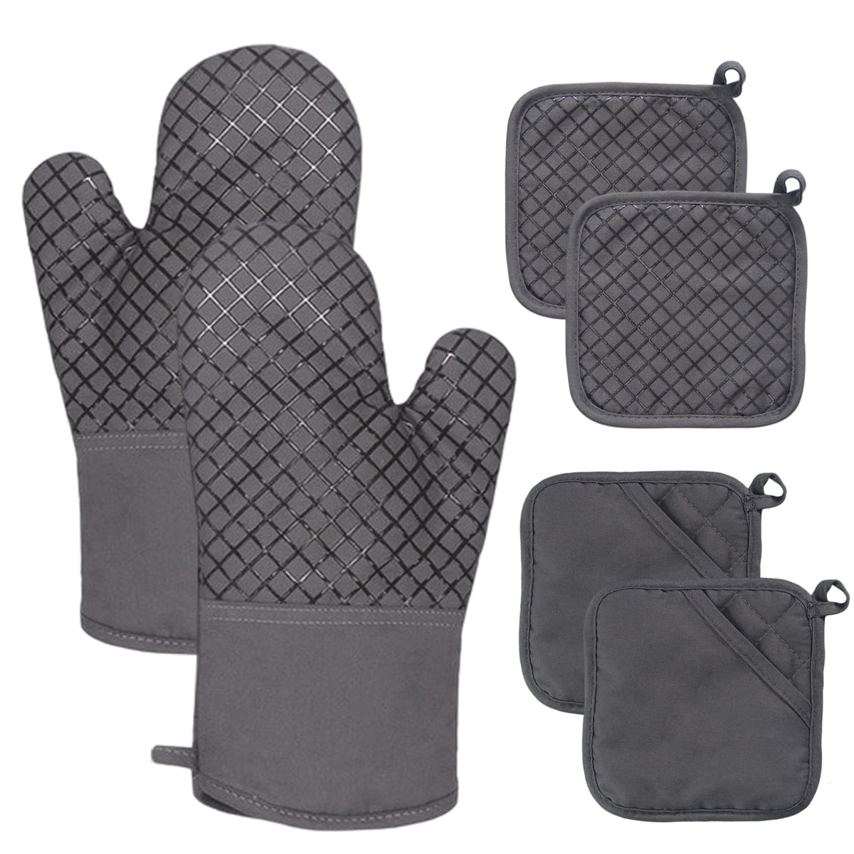 4 Pcs Oven Mitts And Pot Holders,500F High Heat Resistant Kitchen Oven Mitts With Pot Holders,Long Oven Mitts With Recycled Cott