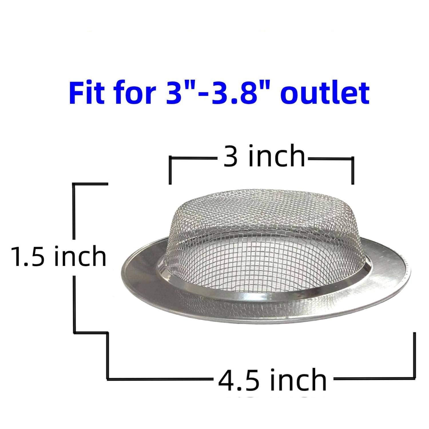 2 Pack 4.5'' Kitchen Sink Drain Strainers  Stainless Steel Drain Cover with Anti Clogging Mesh  Thicken Edge