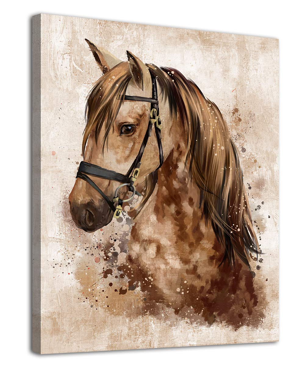 arteWOODS Abstract Wall Art Horse Canvas Pictures Watercolor Painting Prints Modern Abstract Animal Vintage Canvas Artwork Rustic Contemporary Wall Art Framed Ready to Hang 12'' x 16''