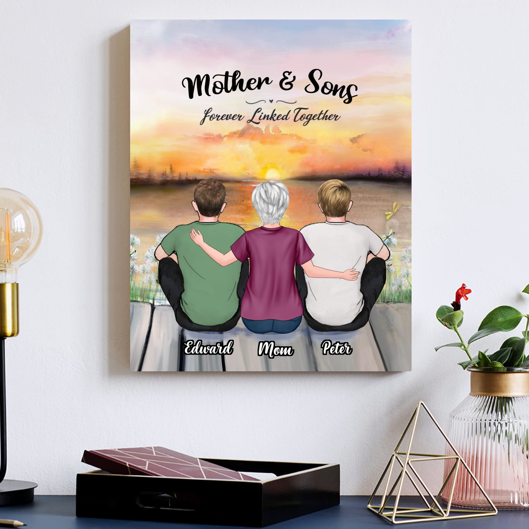 Gossby Custom Mom Wrapepd Canvas - Custom Gift For Mom From Son With Design, Name - Mother Son Art Gift - Mothers Day, Christmas