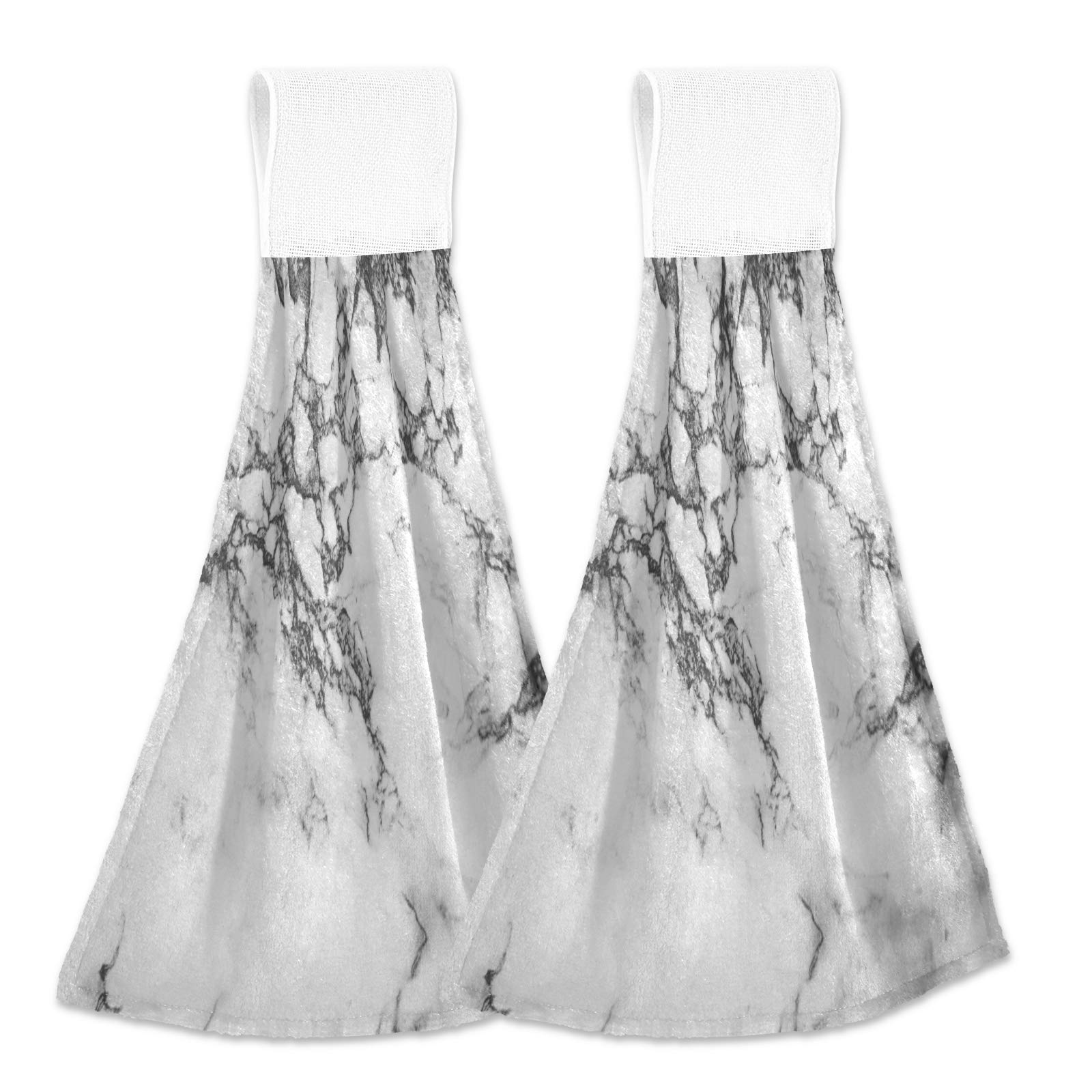 Black Gray White Marble Hanging Kitchen Towel 12 X 17 In Marbling Marbles Hand Fingertip Towels Set Of 2 Pcs Face Tie Tea Bar Di