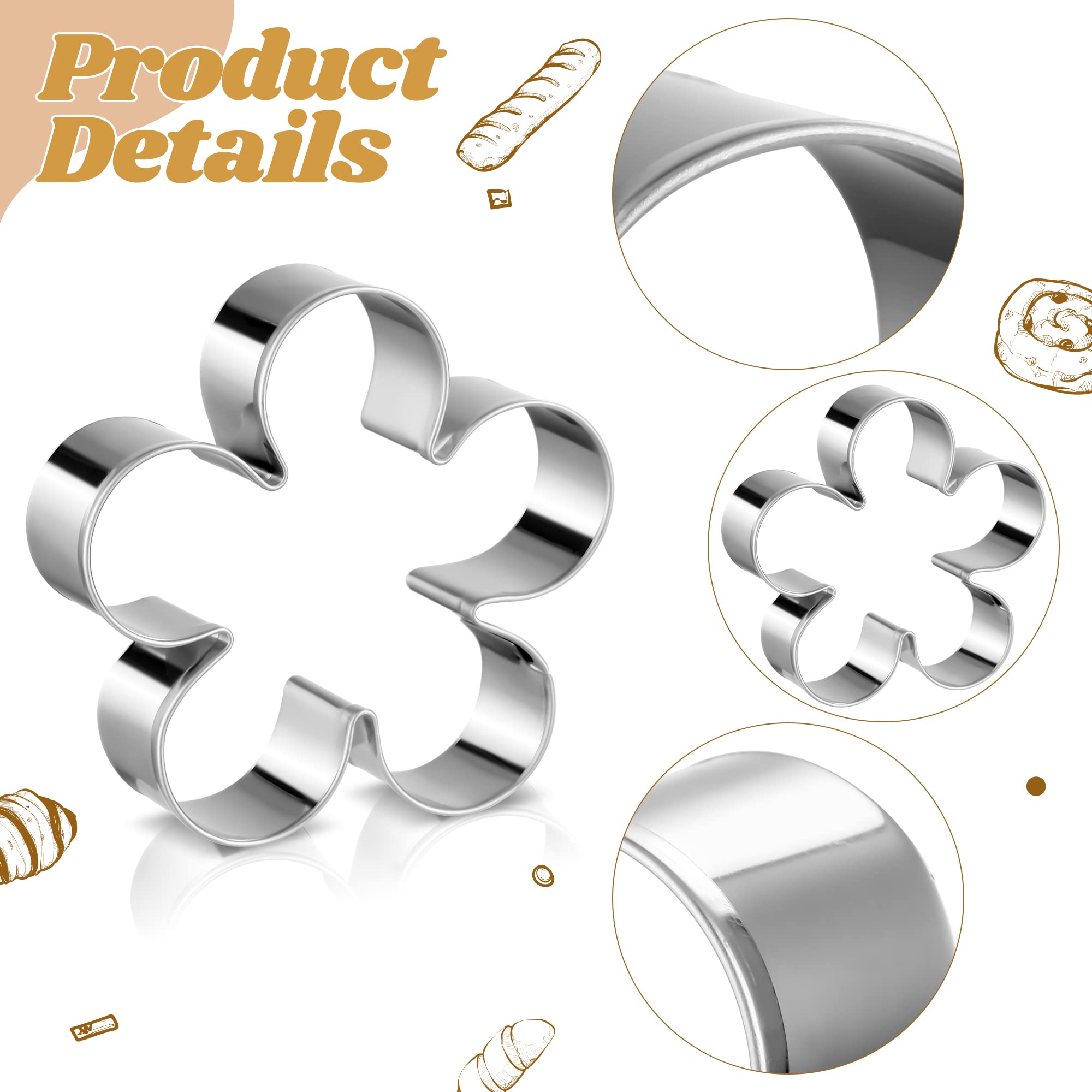 Icyang Stainless Steel Cookie Cutters For Kids Rose Petal Flower Shape Christmas Valentine'S Day Biscuit Fondant Diy Pastry Mold