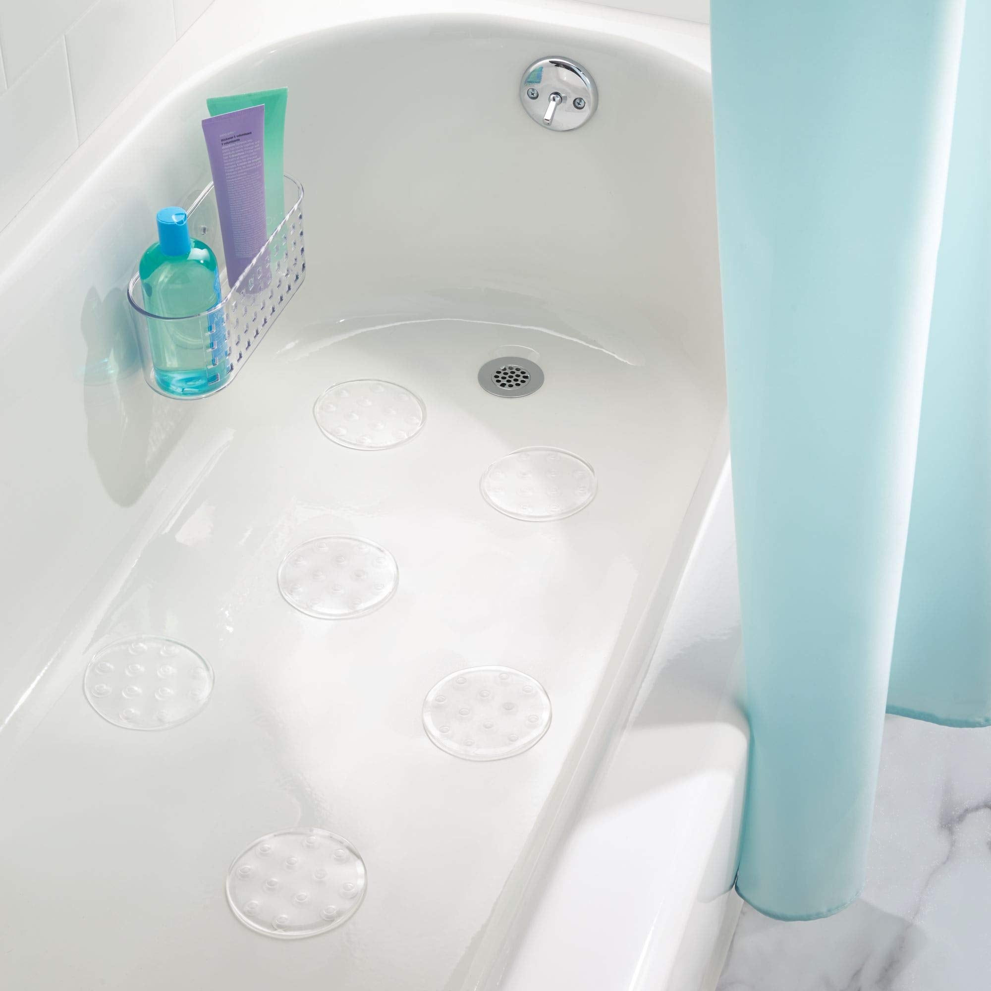 InterDesign Hanging Suction Shower Caddy Basket, Clear Plastic, 10.25" x 3.75" x 4", Model 41600, Ideal Bathroom Storage Solution