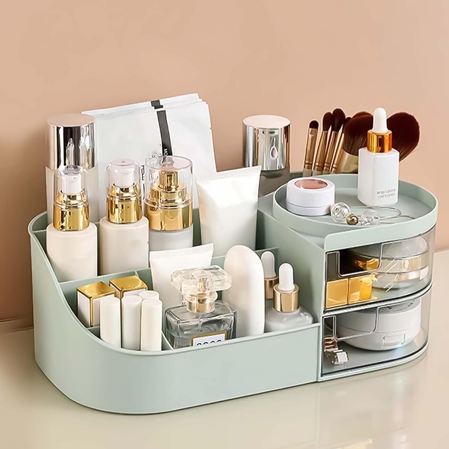 Tekcool Plastic Makeup Organizer,Makeup Organizer|Makeup Box For Storage|Make Up, Cosmetics, Skincare Organiser For Women|Elegan
