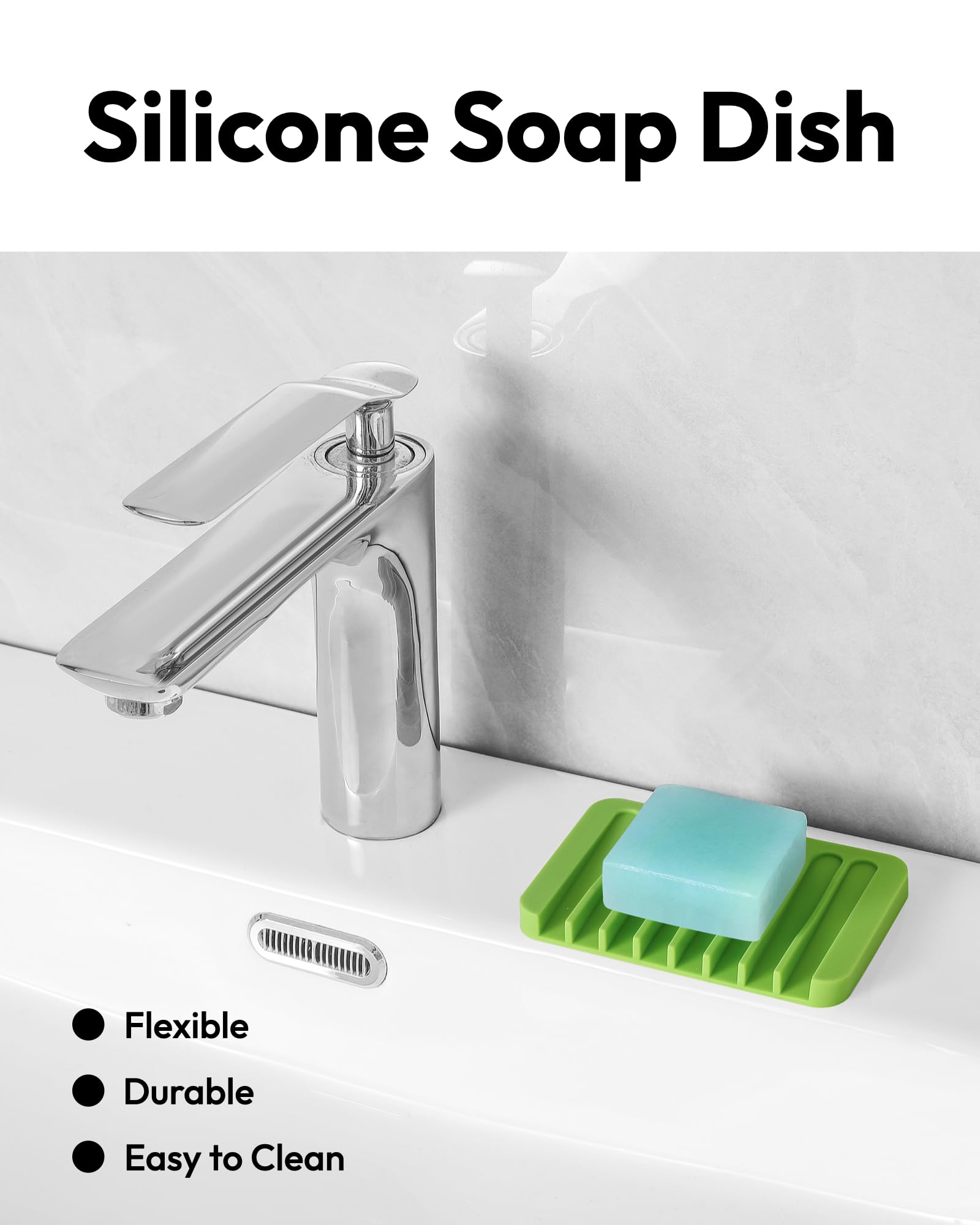 Jomeech Bathroom Soap Dish, Silicone Soap Holder For Bar Soap, Pack Of 2 (Green)