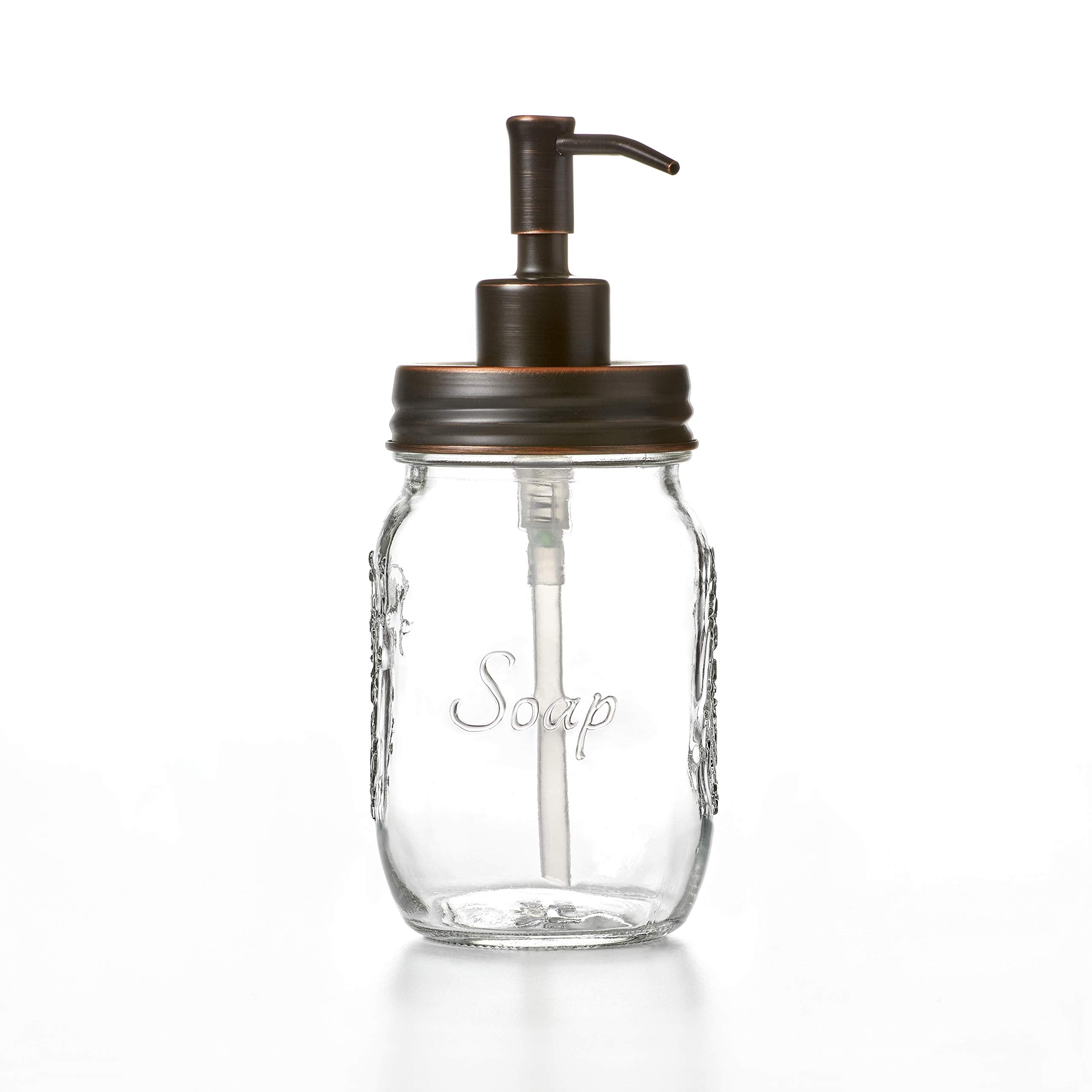 Mason Jar Soap And/Or Lotion Dispenser For Hand Sanitizer, Liquid Soap Or Hand/Body Lotion (Oil Rubbed Bronze, Single 16Oz)