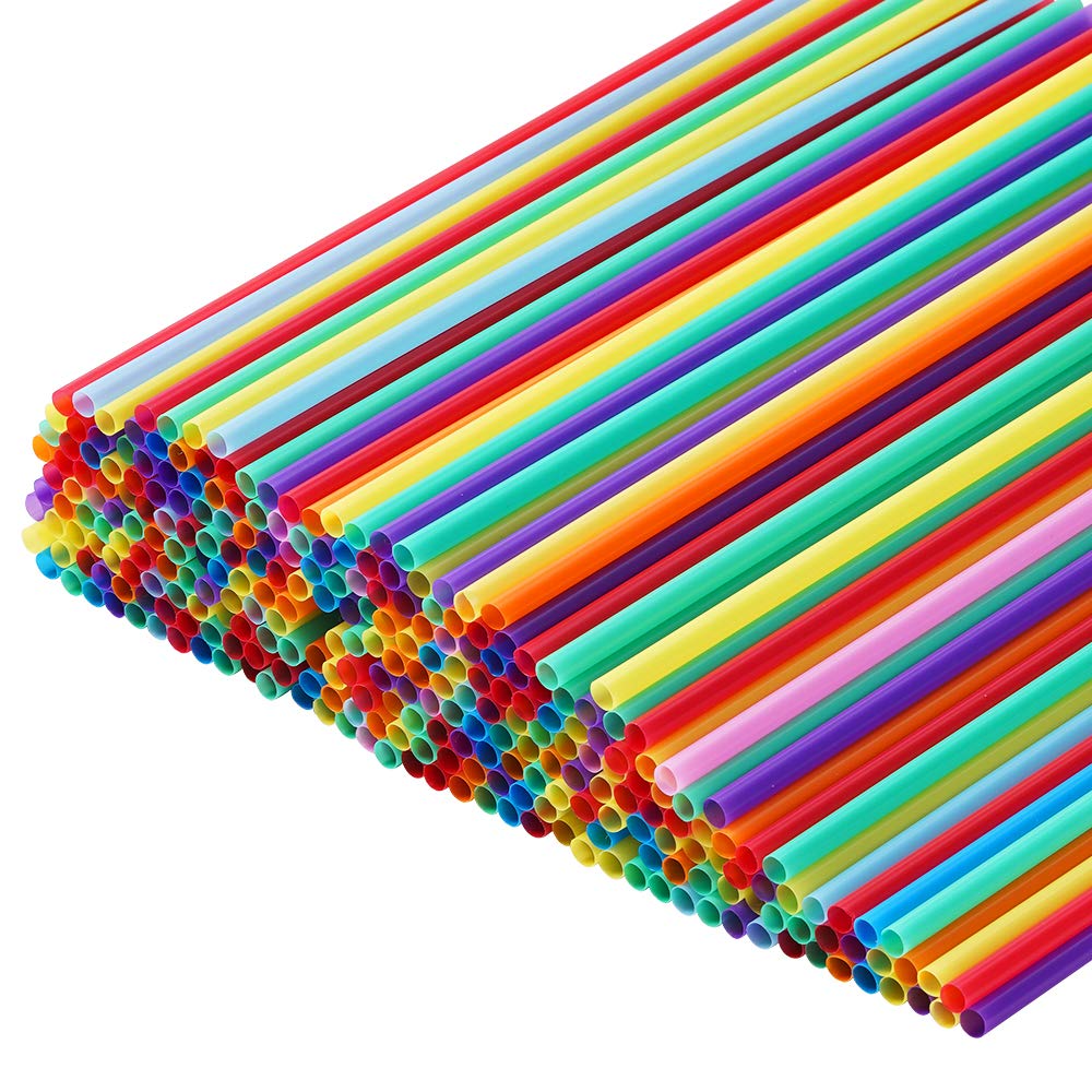 300 Pcs Colorful Plastic Long Disposable Drinking Straws. (0.23''Diameter And 10.2''Long)
