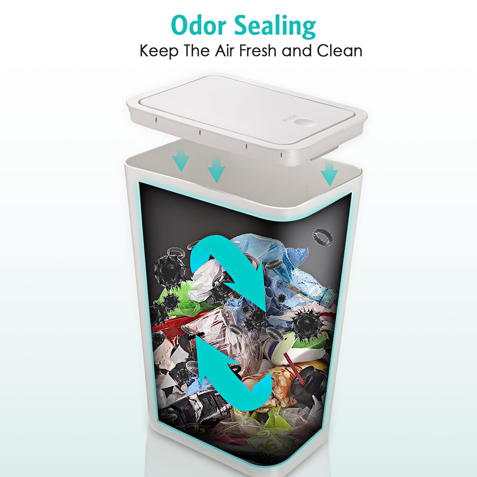 Kssvzz 3 Pack Small Bathroom Trash Can With Lid - 10L/2.6 Gallon Slim Garbage Bin, Pop-Up Lid Trashcan, Plastic Wastebasket For