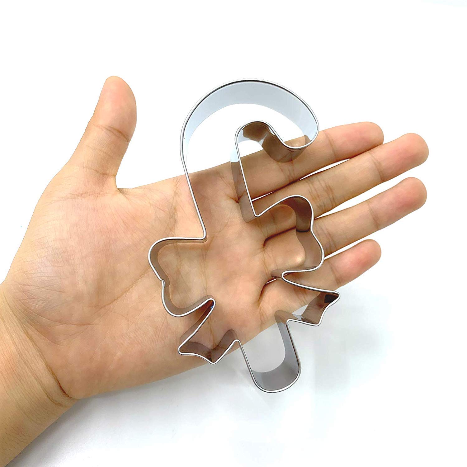 Liliao Christmas Candy Cane With Bow/Ribbon Cookie Cutter - 2.8 X 4.3 Inches - Stainless Steel
