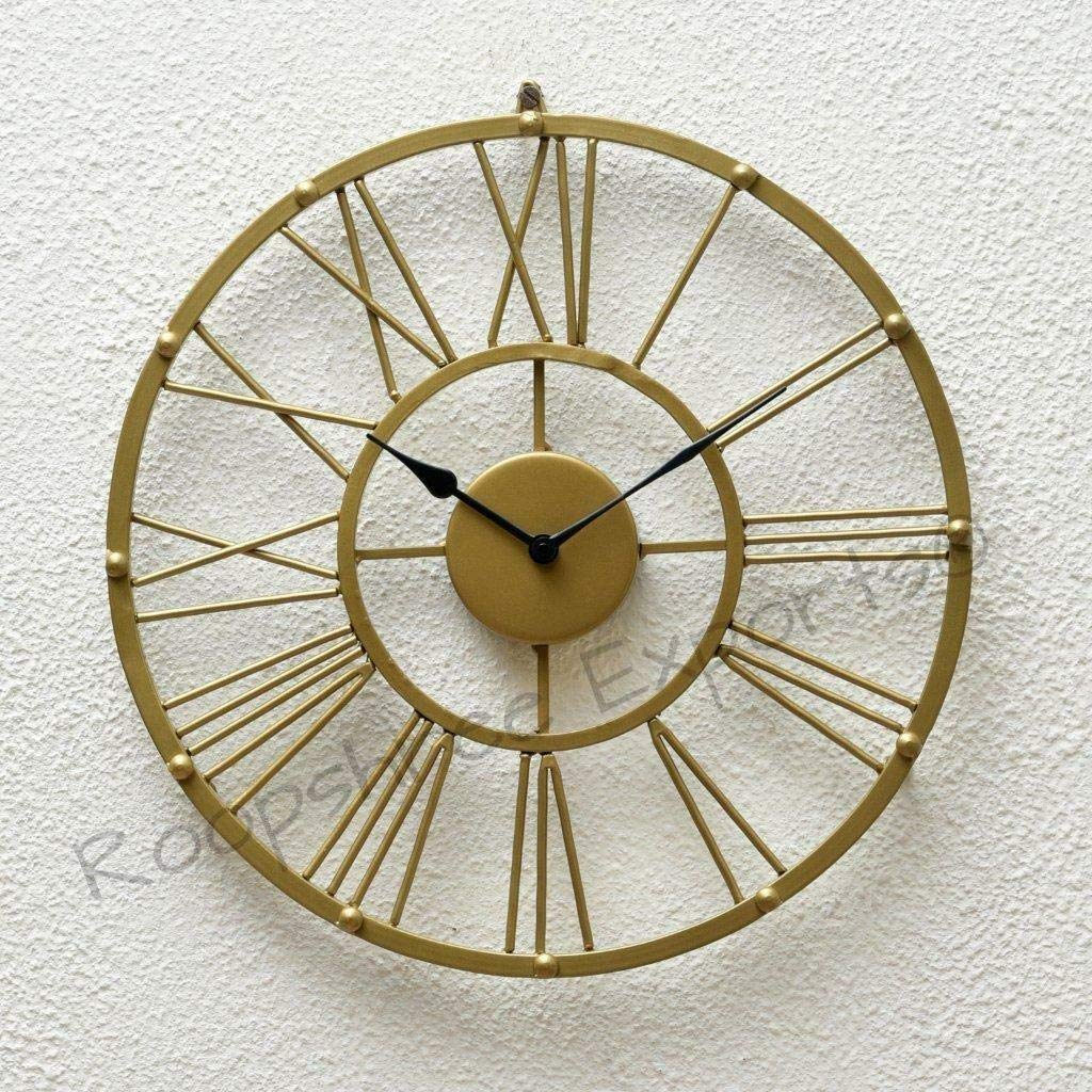 Vintage Clock Iron Abstract Analog Wall Clock (38 Cm, Gold)