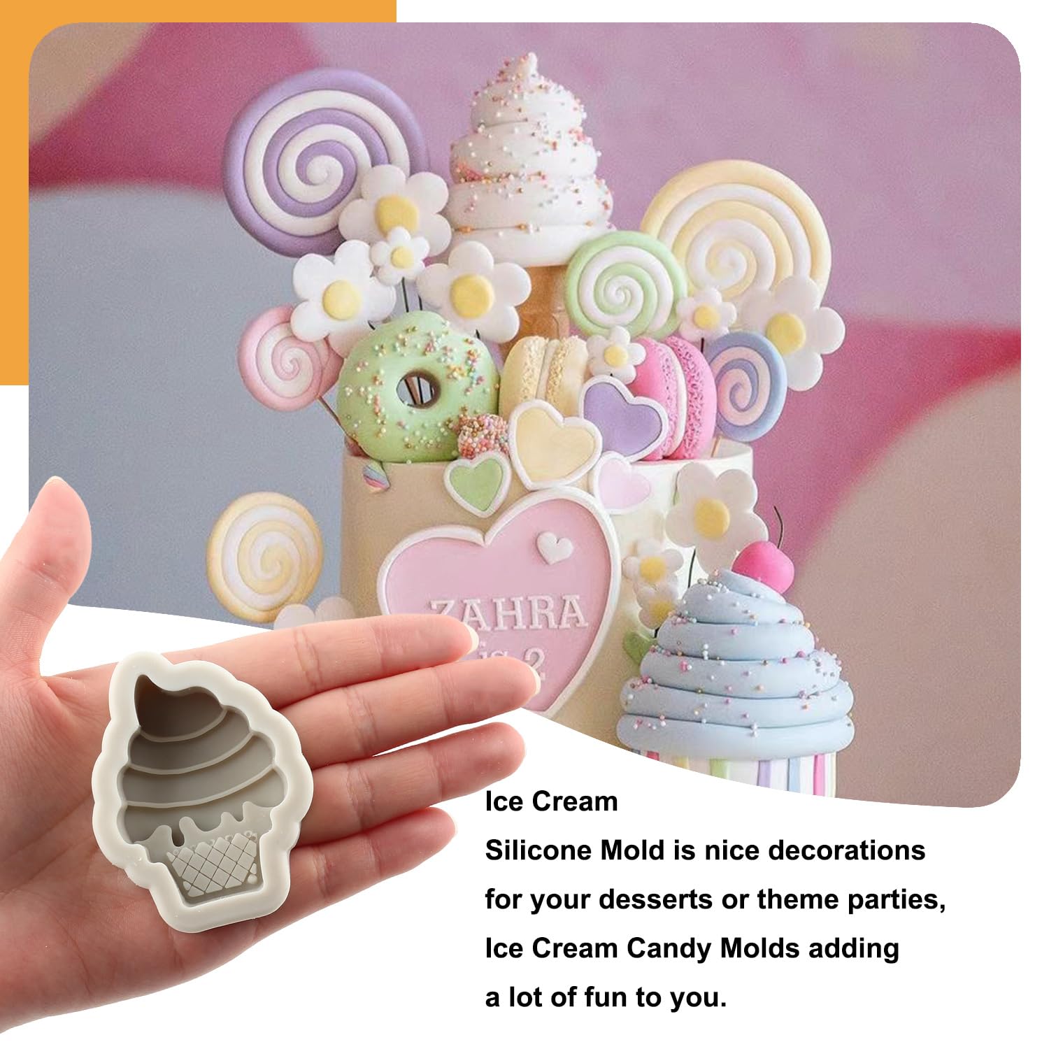 Sijiangmold Ice Cream Donut Silicone Molds Macaron Fondant Molds For Cupcake Topper Cake Decorating Chocolate Candy Polymer Clay
