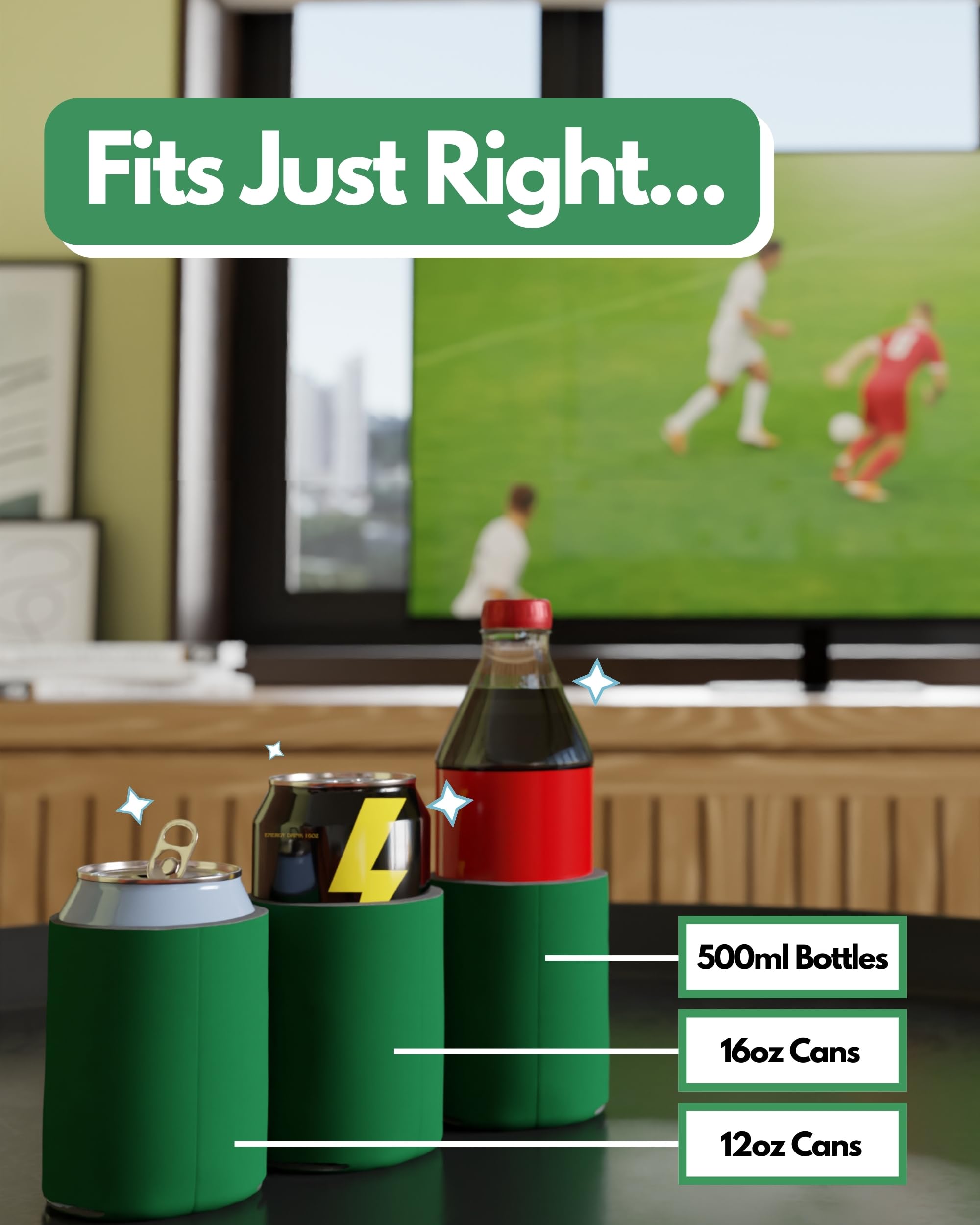 Partyprints Kelly Green Blank Can Sleeves - Collapsible Can Coolers - Bulk Diy, Wedding, Bachelorette Party - 100 Pack