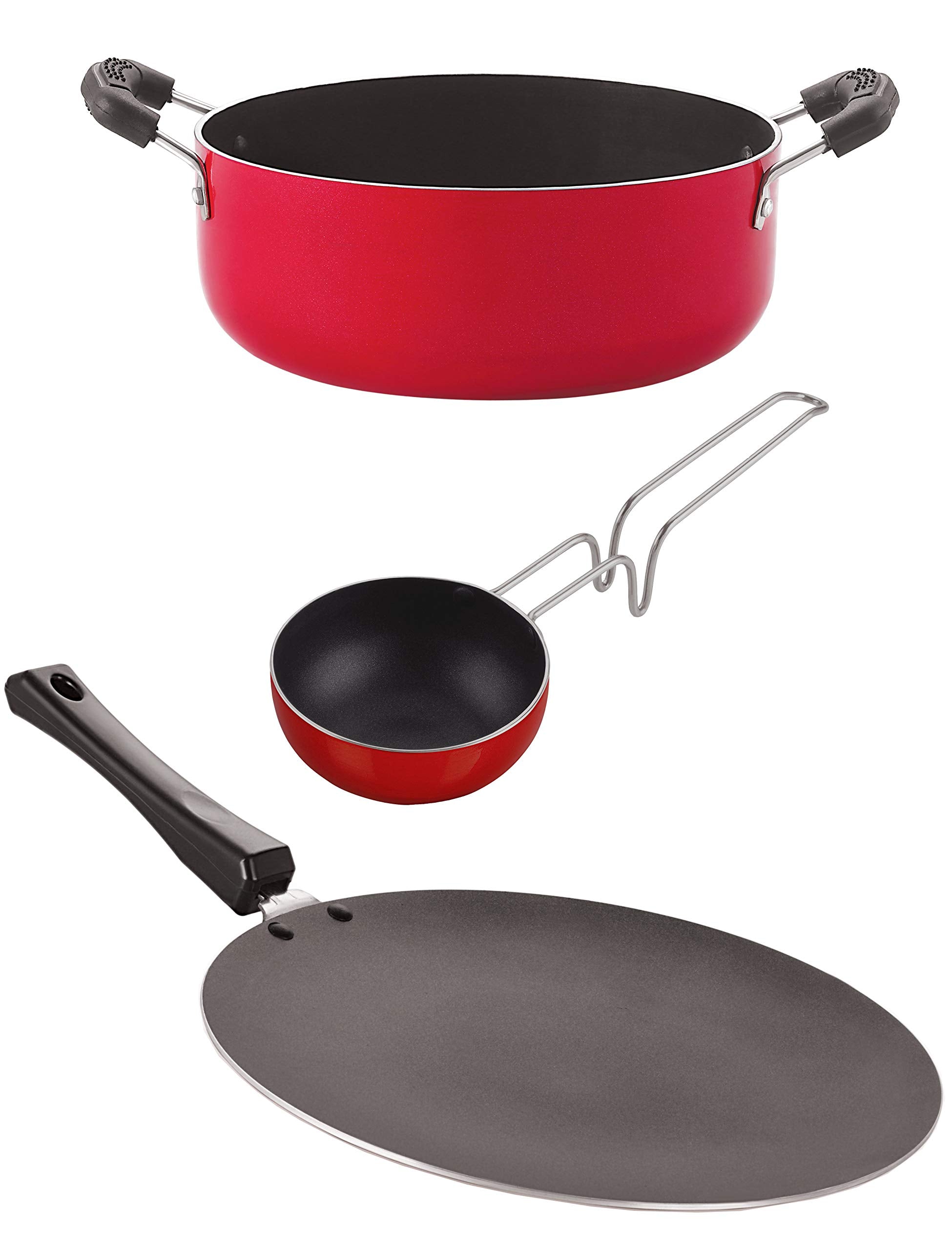 Nirlon Kitchen Accessories For Cooking Non Stick Aluminium Cookware Set, 3 Pieces(Ct12_Vg_Cs24)