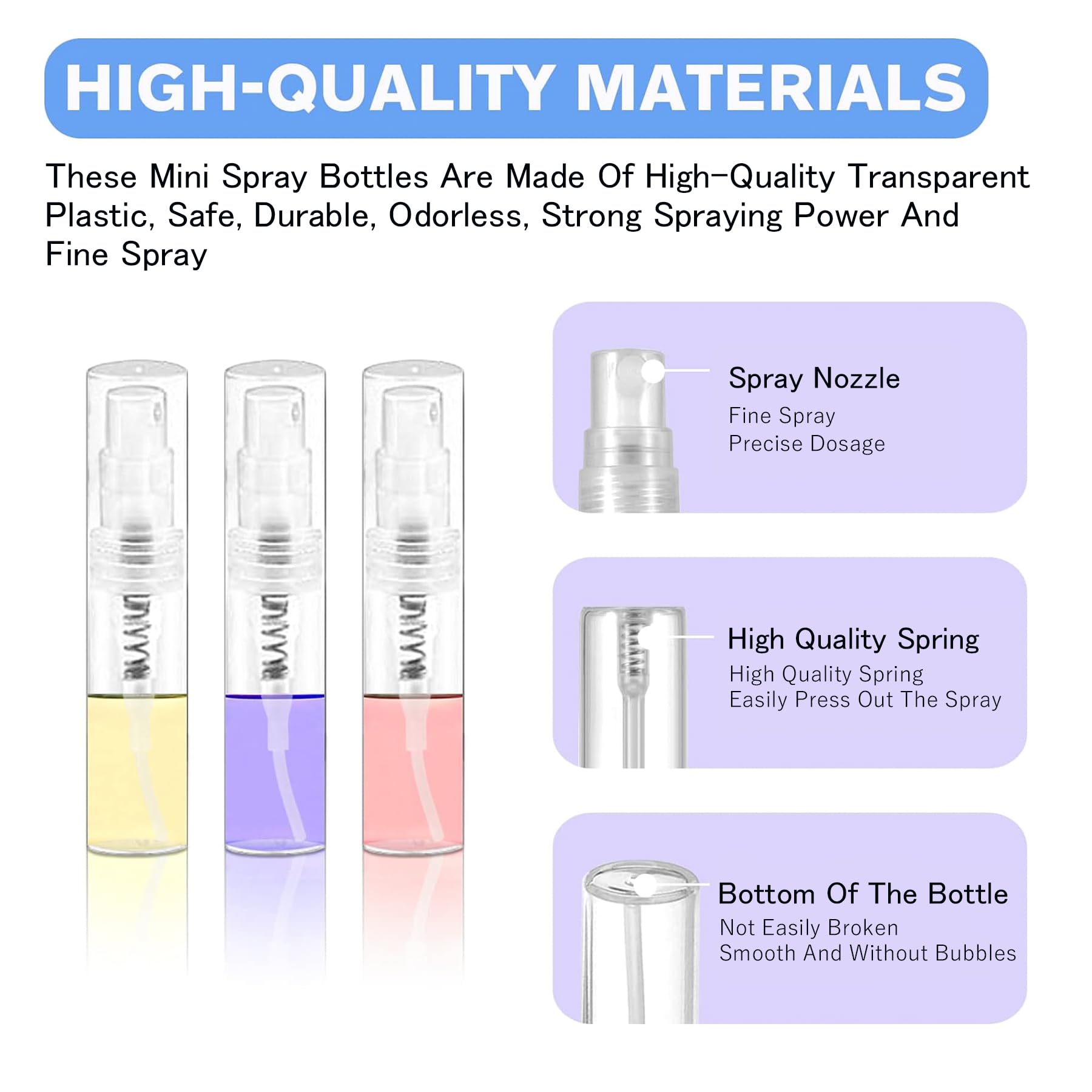 Csdtylh Mini Spray Bottle, Clear Plastic Empty Sample Containers, Fine Mist Perfume Travel Refillable Spray Bottle Perfume Atomi