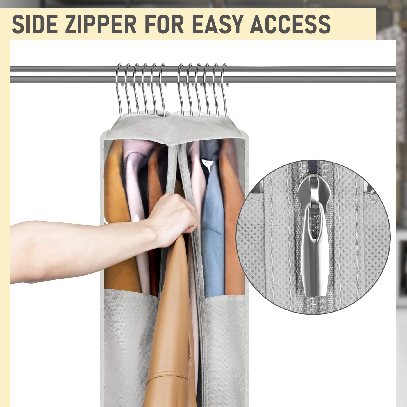 Misslo 10'' Gusseted Garment Bags For Hanging Clothes 32'' Suit Bags For Closet Storage Suit Cover Bags Clothing Storage Bags Fo