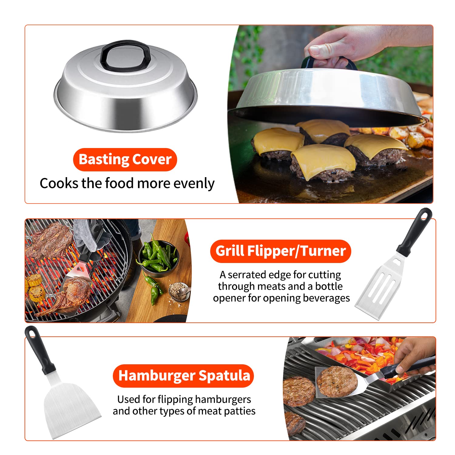 40 Pcs Griddle Accessories Kit  Flat Top Grill Accessories Set for Blackstone and Camp Chef  Griddle Tools Set with Spatula  Basting Cover  Scraper  Bottle  Tongs  Egg Ring for Outdoor BBQ and Camping