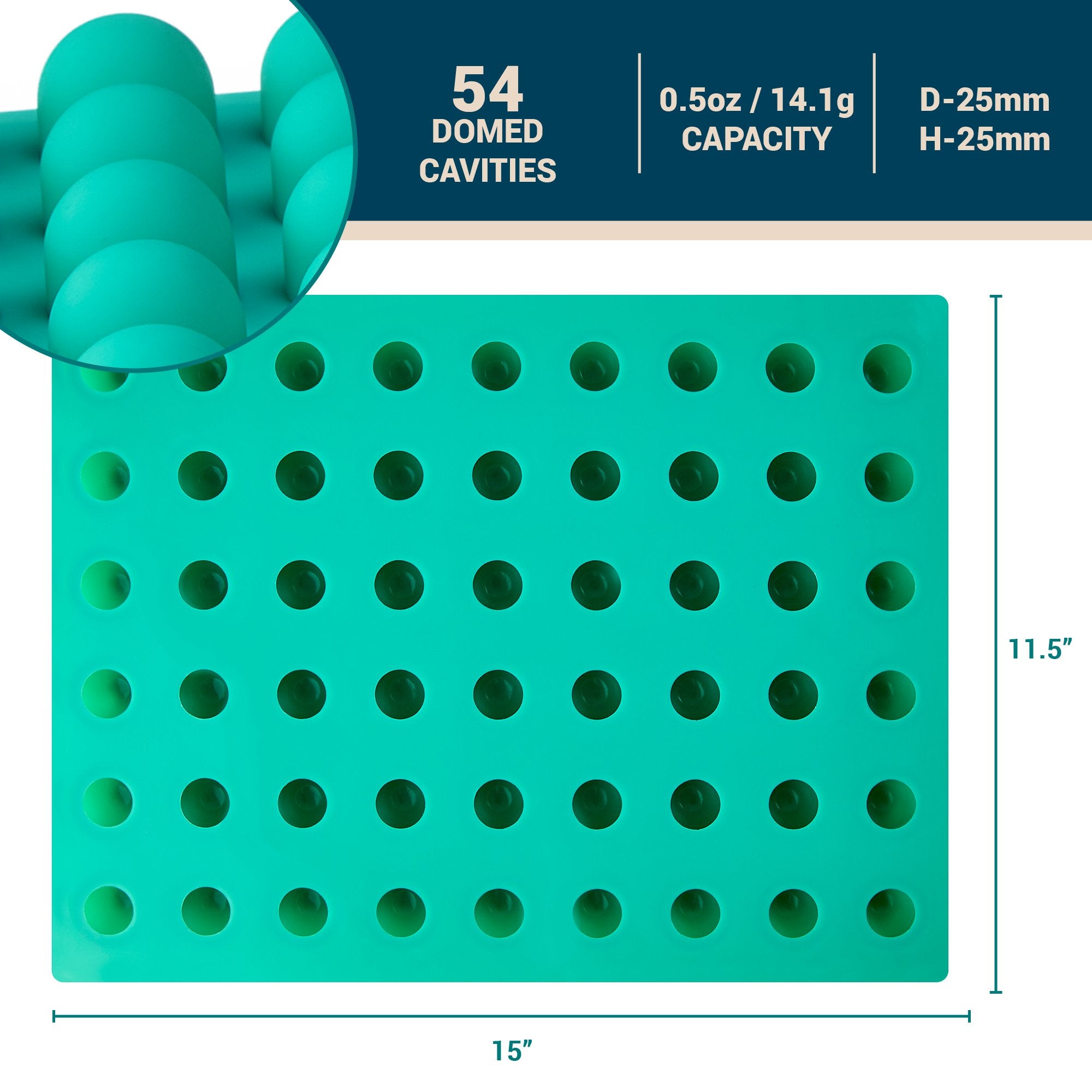 O'Creme Round Silicone Mold For Chocolate Truffles, Ganache, Jelly, Pralines And Caramels (25Mm Diameter X 25Mm High)