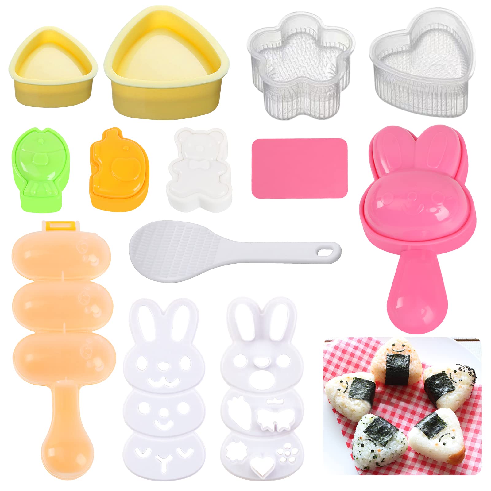 10Pcs Rice Ball Molds, Cute Onigiri Mold Diy Sushi Molds, Rice Ball Mould Shaker Sushi Maker Tool, Animal Rice Decorating Mold,