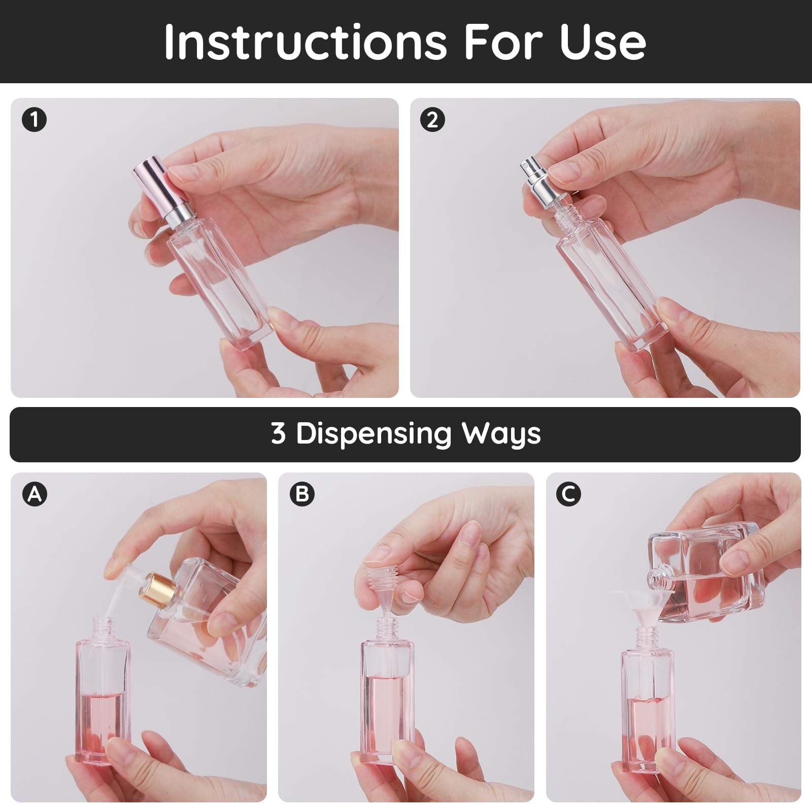 Segbeauty Travel Perfume Bottle Refillable, 5 Pack 20Ml Portable Glass Perfume Atomizer With Funnel, Empty Spray Bottles Pocket