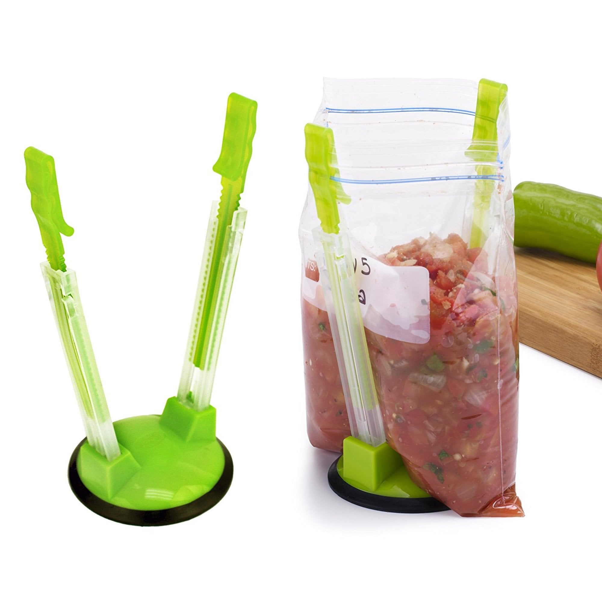 Original Jokari Adjustable Baggy Rack Stand 2 Pack. Prop Plastic Ziploc Freezer Storage Bags Open Hands-Free To Pour Leftovers,